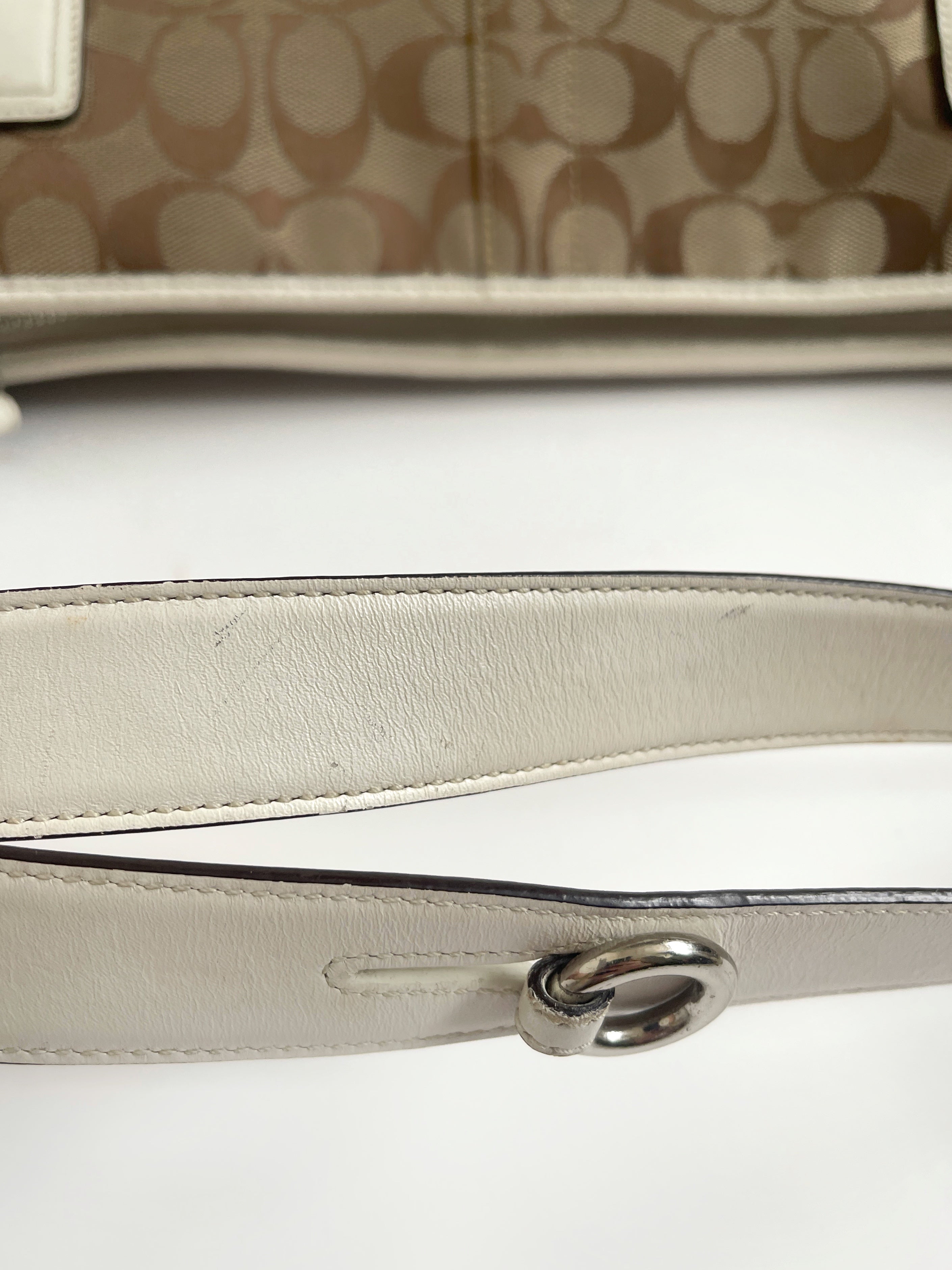 00s Coach signature monogram shoulder bag white leather