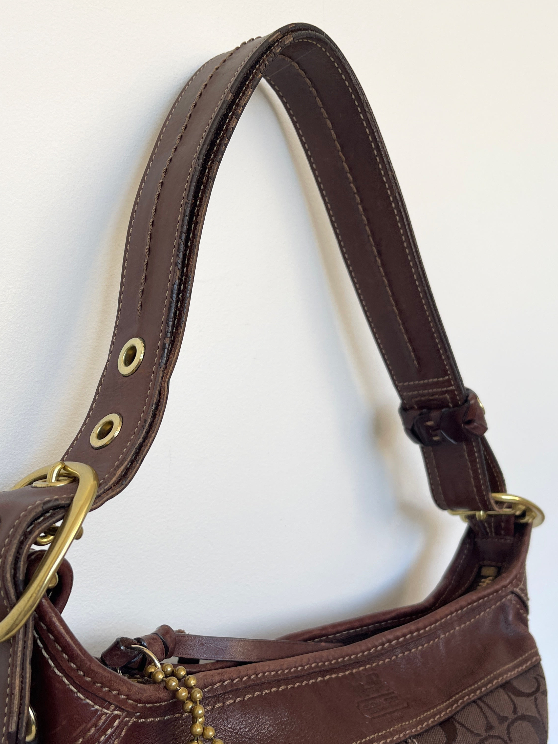 Coach signature brown hobo shoulder bag