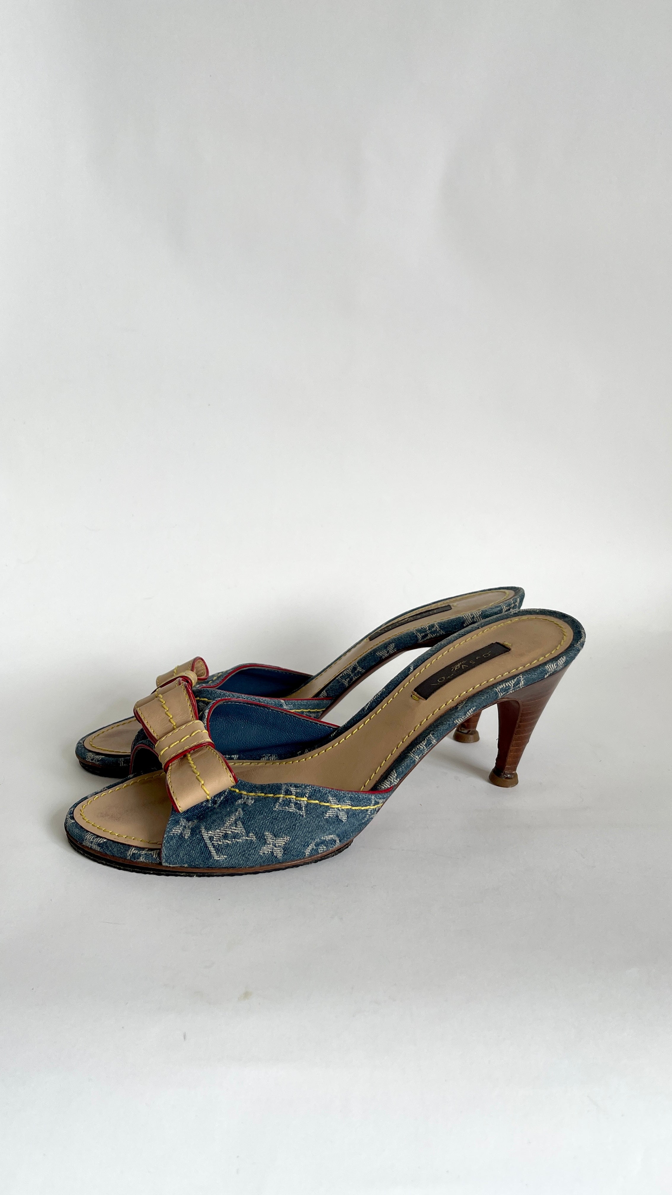 Louis Vuitton vintage denim mules heels EU 36