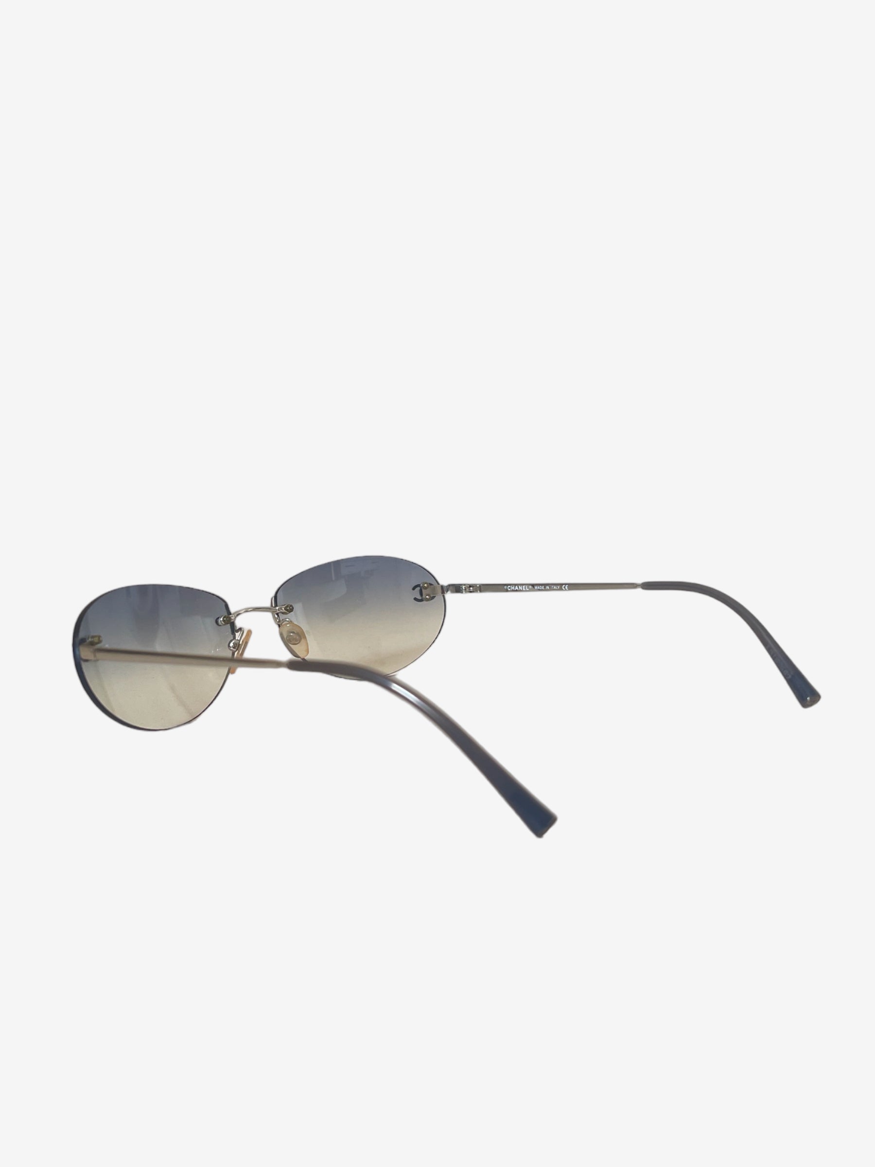 Vintage Chanel oval ombre rimless sunglasses