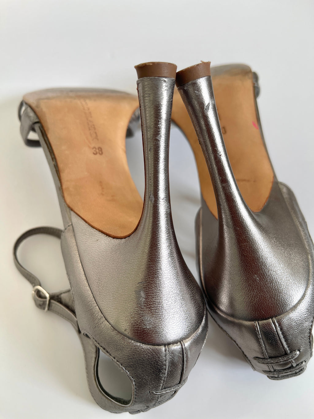 Manolo Blahnik metallic silver heels