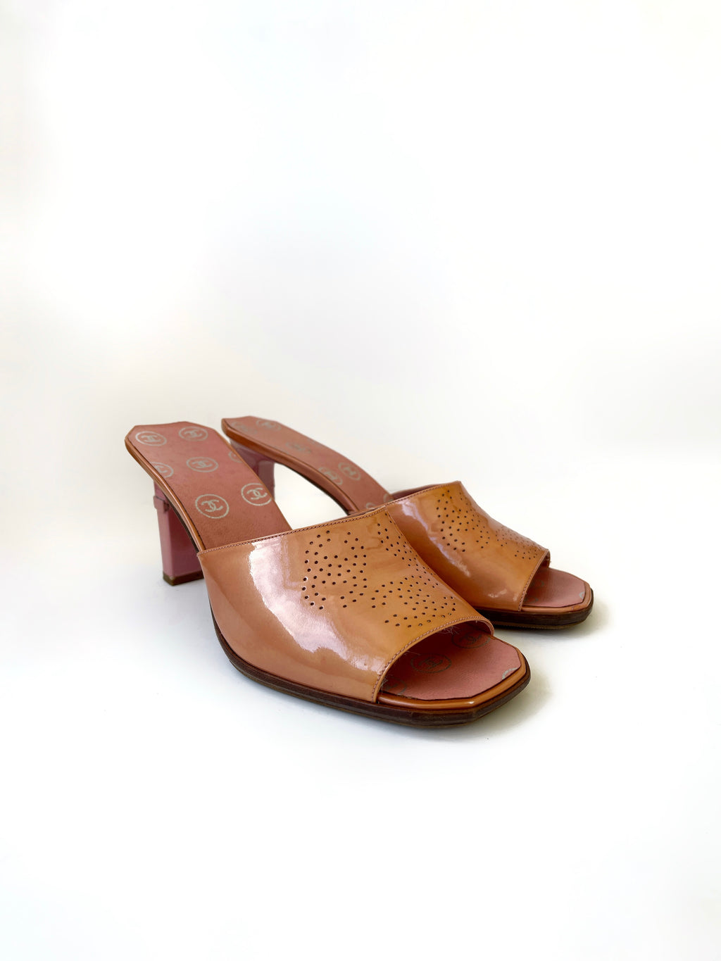 Rare Vintage Chanel mules heels with laser cut cc logos EU/IT37