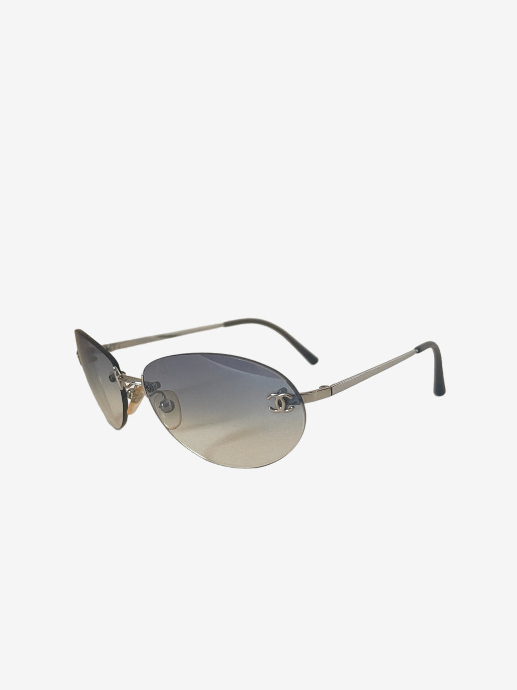 Vintage Chanel oval ombre rimless sunglasses
