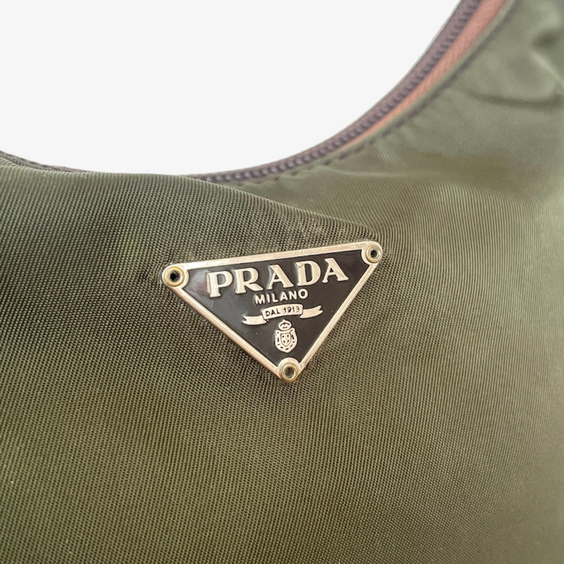 Vintage Prada nylon hobo in khaki green