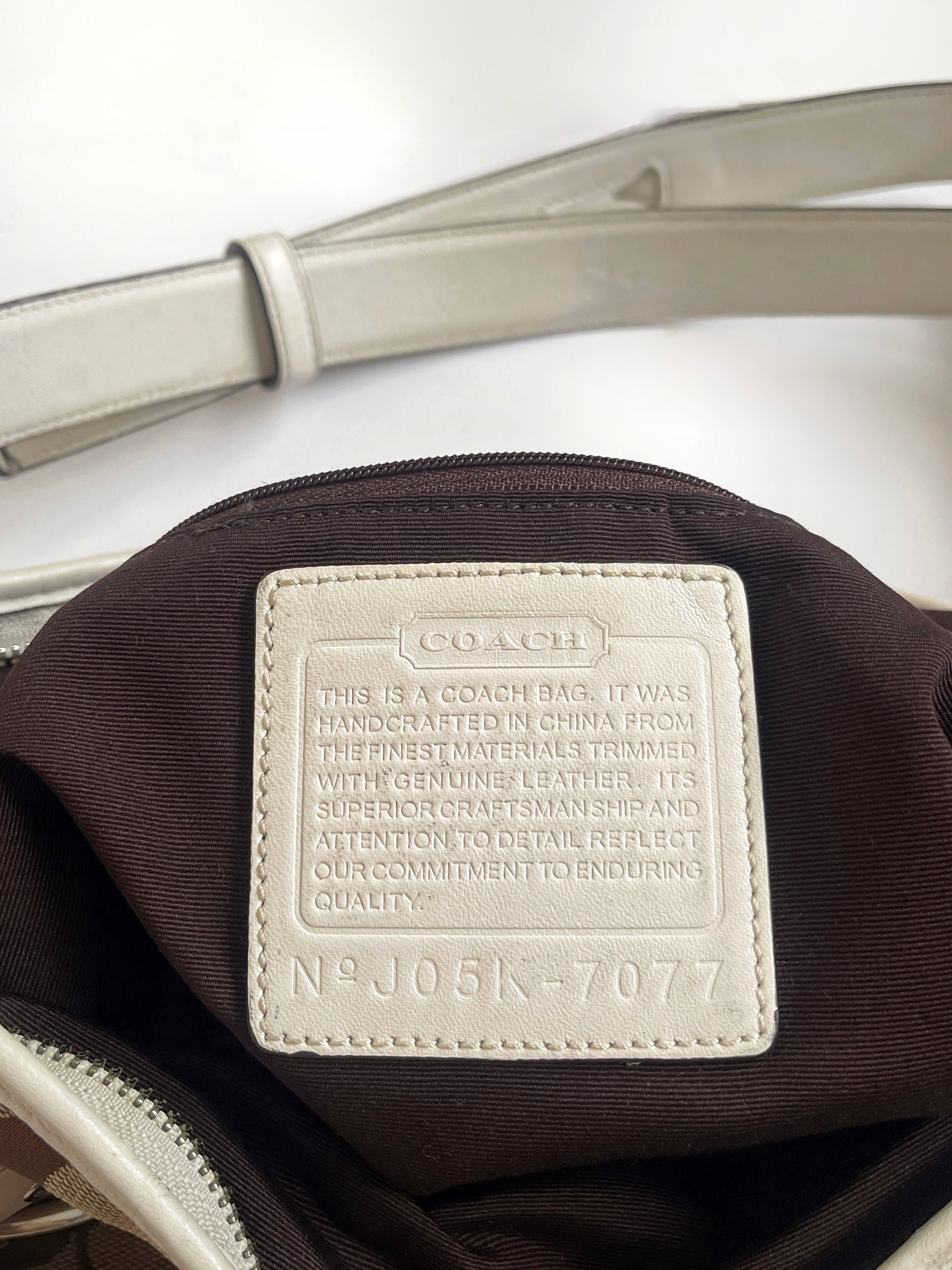 00s Coach signature monogram shoulder bag white leather