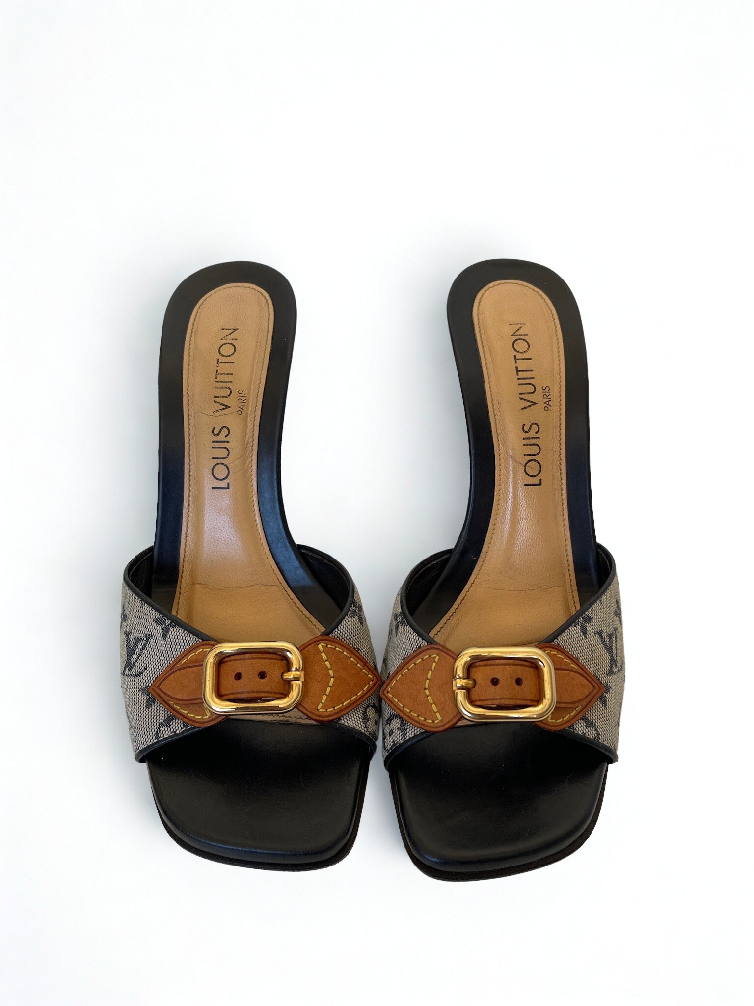 Louis Vuitton monogram canvas mule wedges