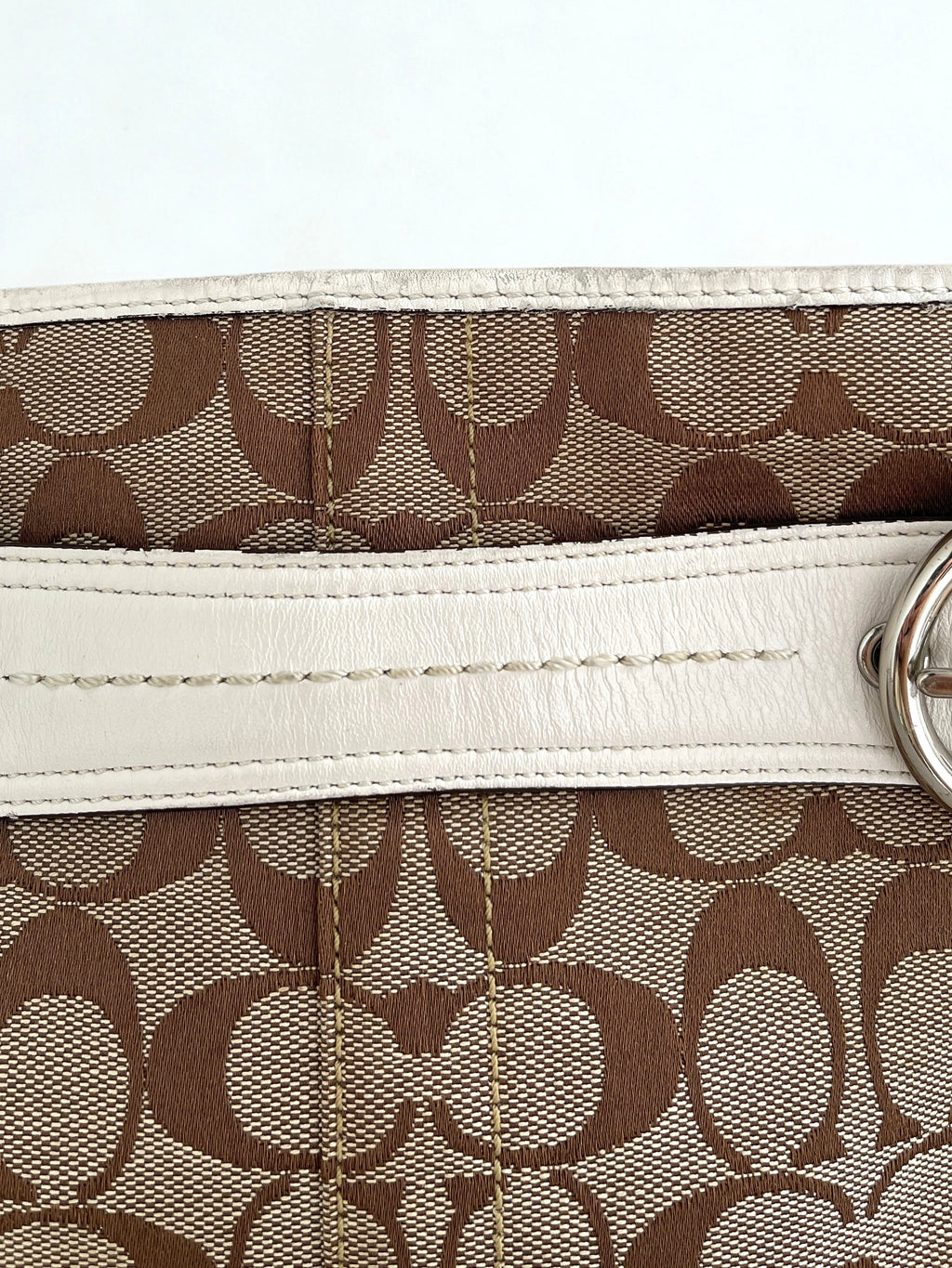 00s Coach signature monogram shoulder bag white leather