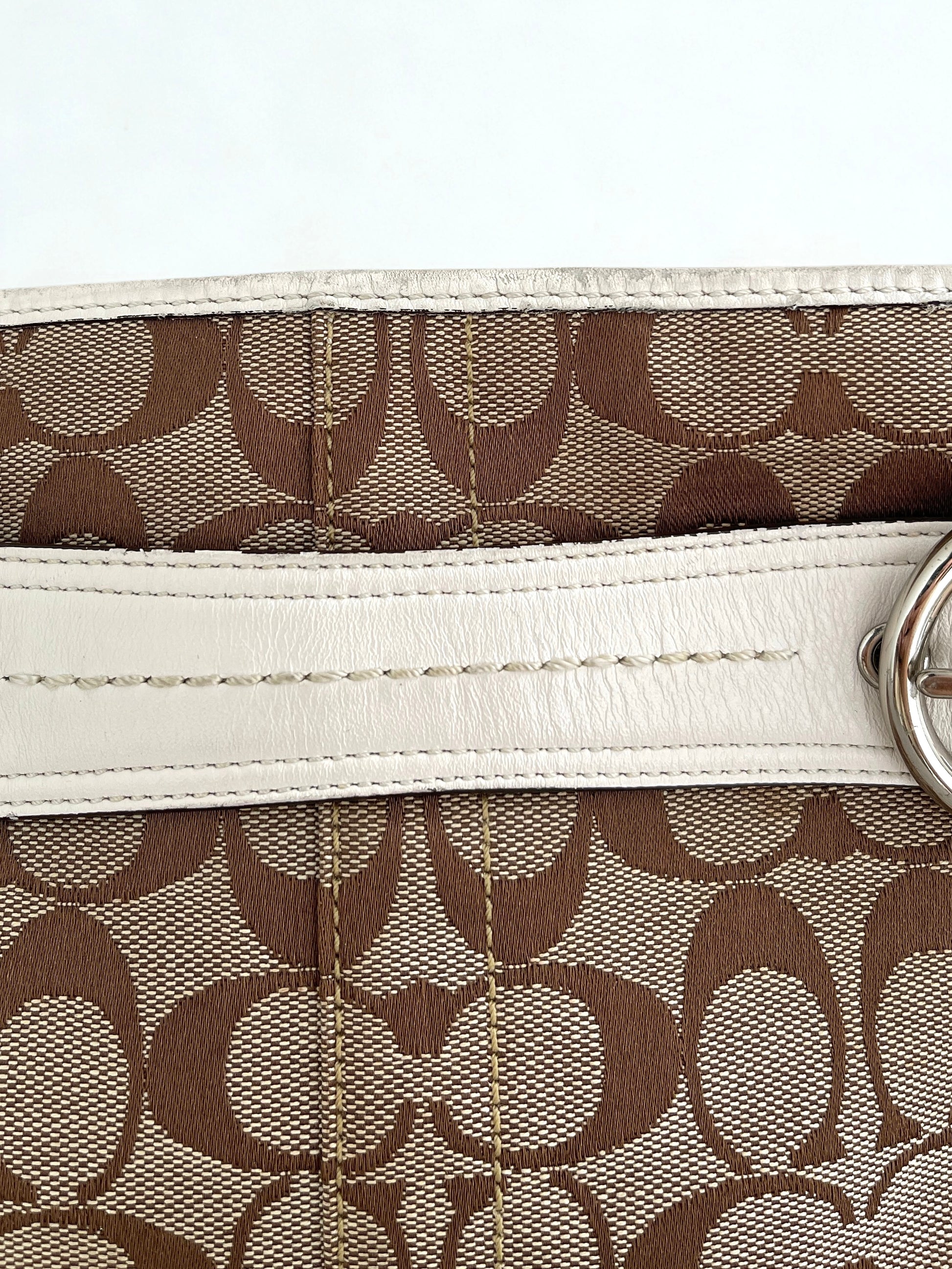 00s Coach signature monogram shoulder bag white leather