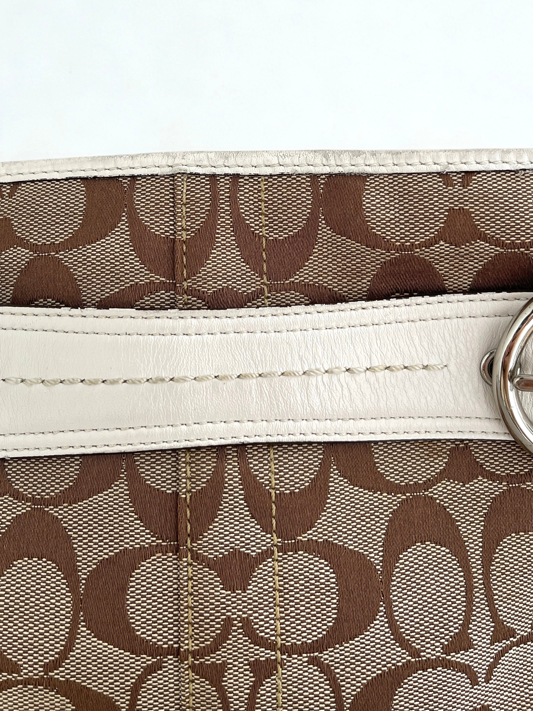 00s Coach signature monogram shoulder bag white leather