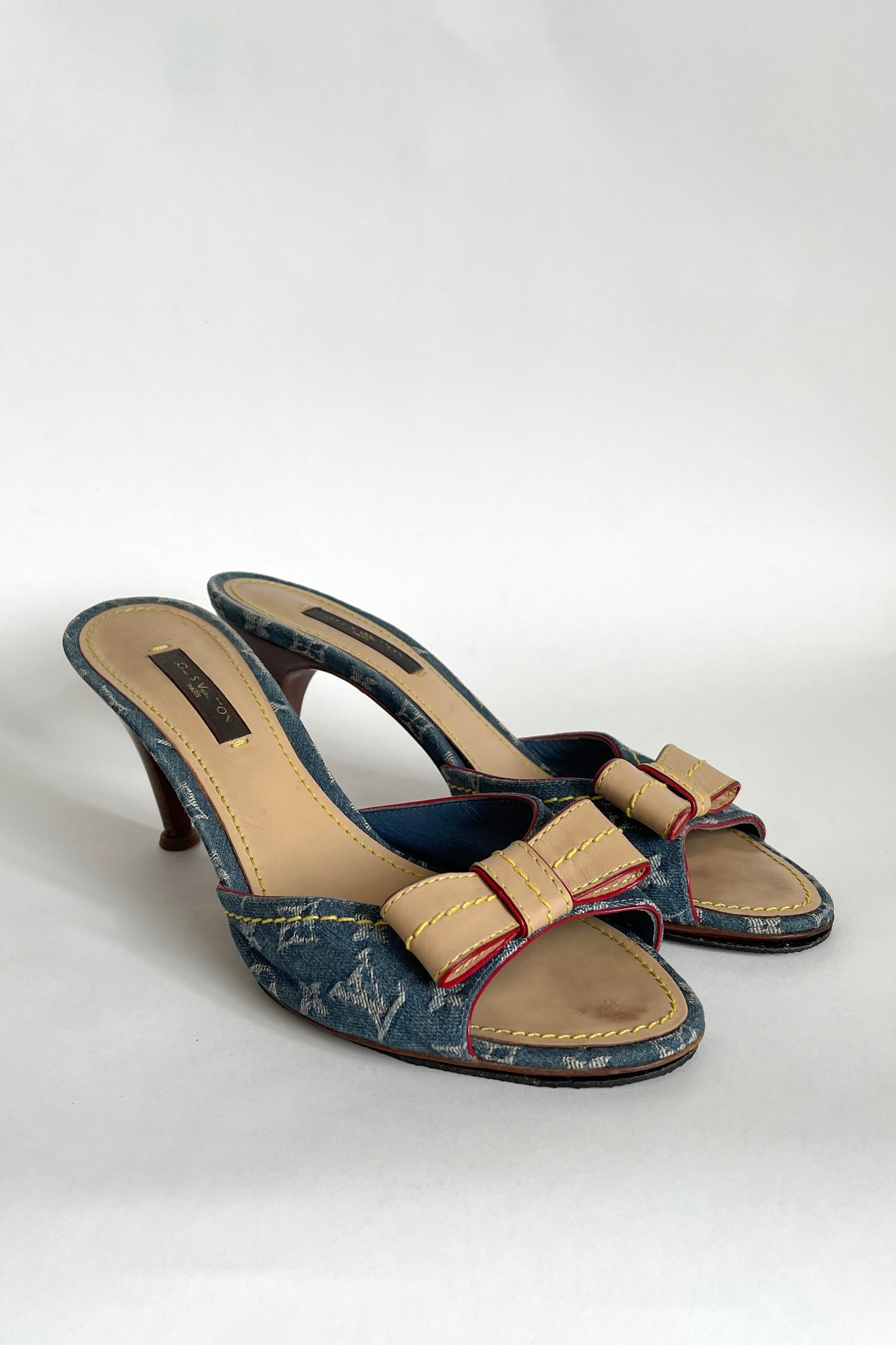 Louis Vuitton vintage denim mules heels EU 36