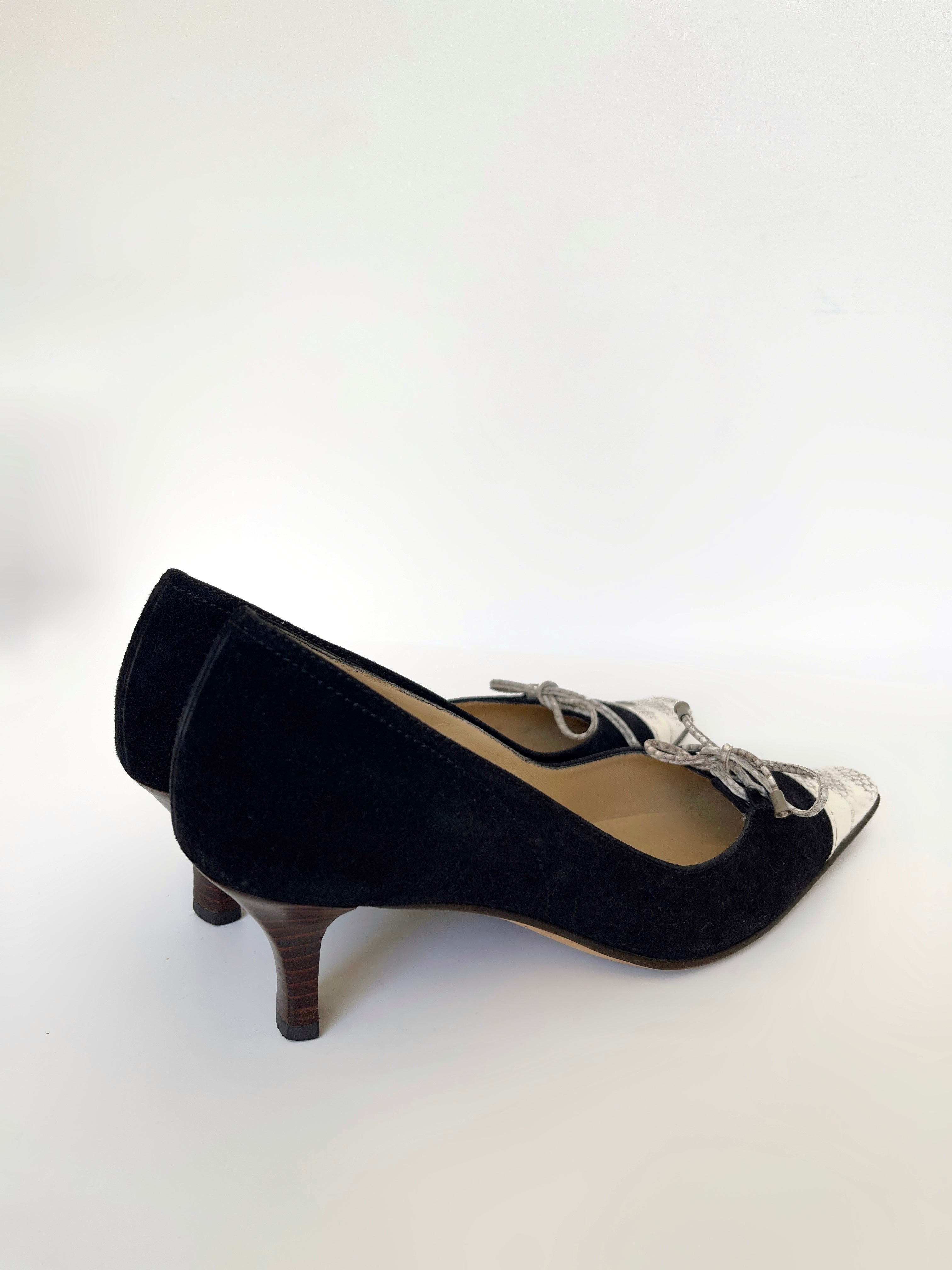 Vintage Chanel suede and snakeskin heeled pumps EU34.5
