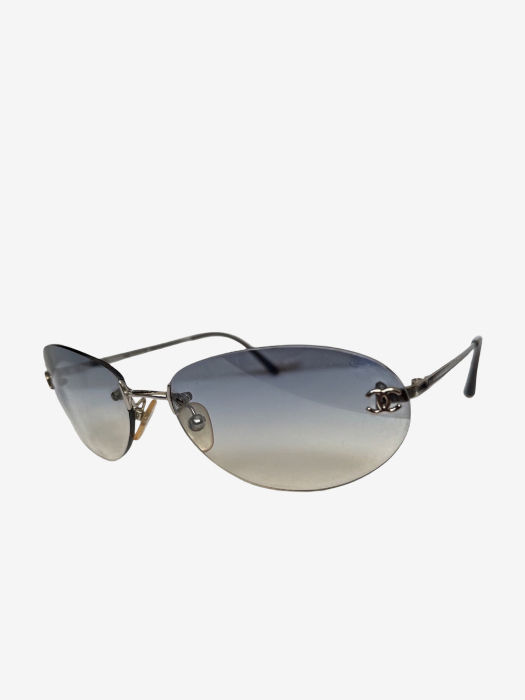 Vintage Chanel oval ombre rimless sunglasses
