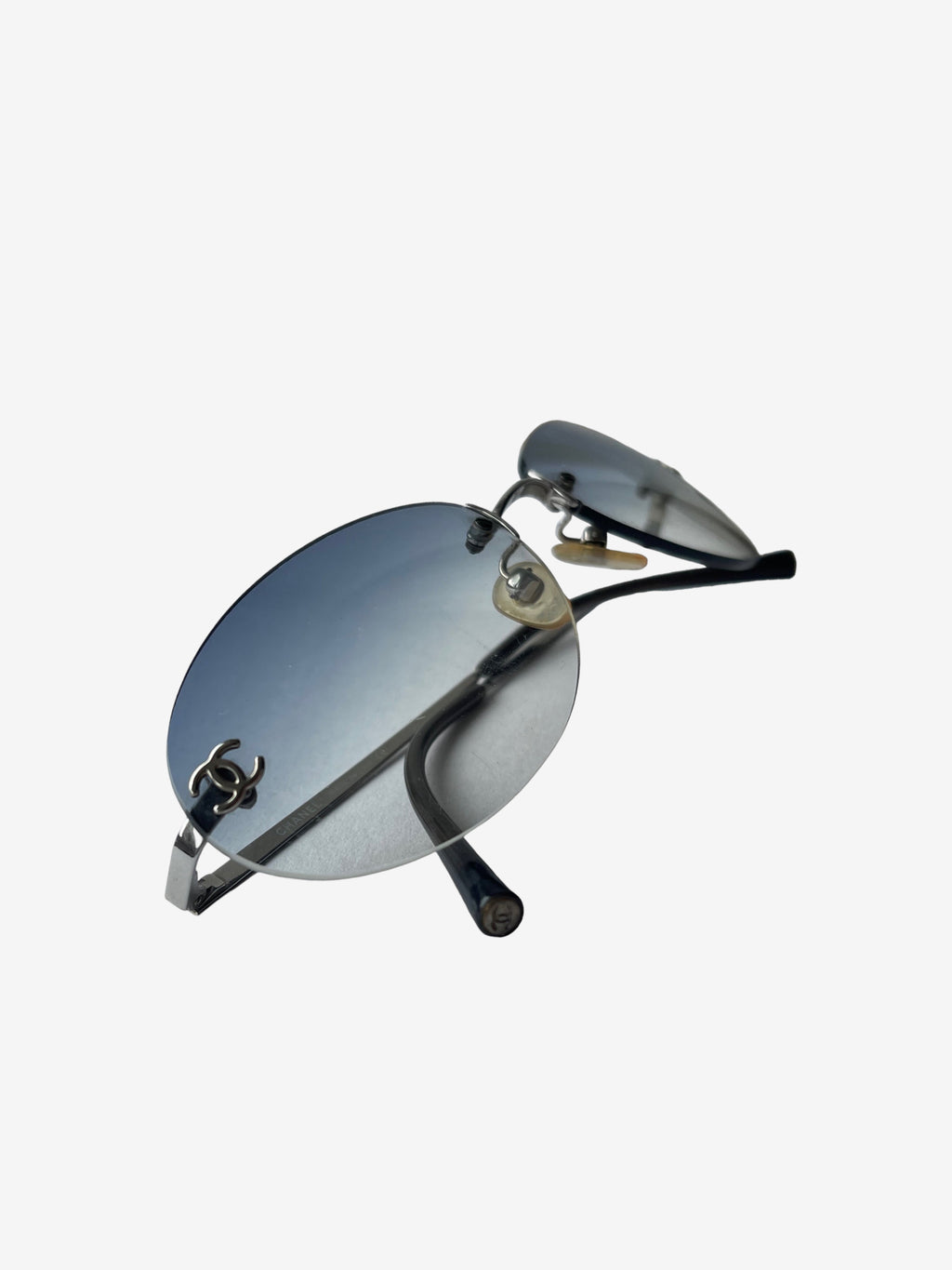 Vintage Chanel oval ombre rimless sunglasses