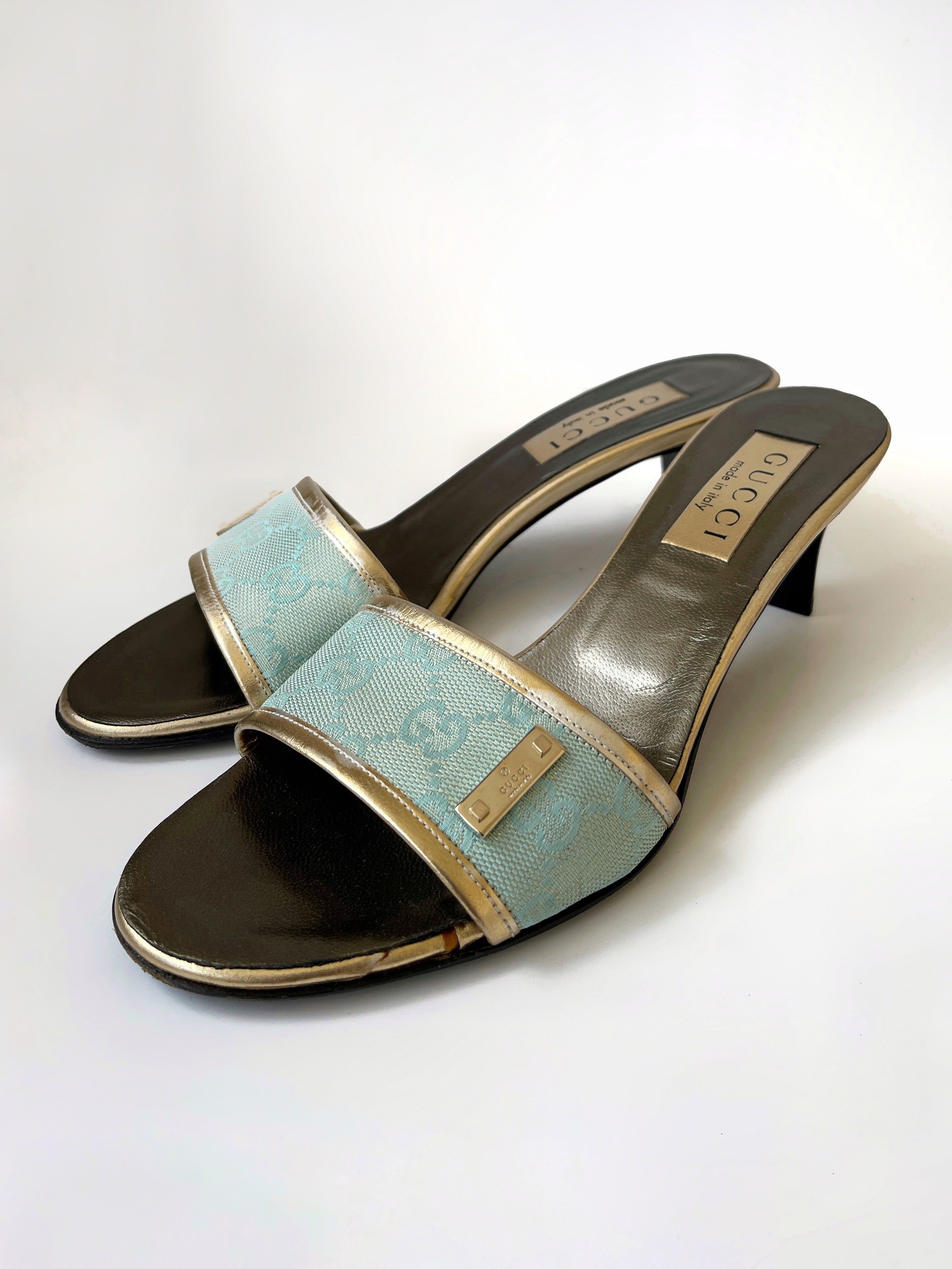 Vintage Gucci by Tom Ford monogram heeled mules sandals