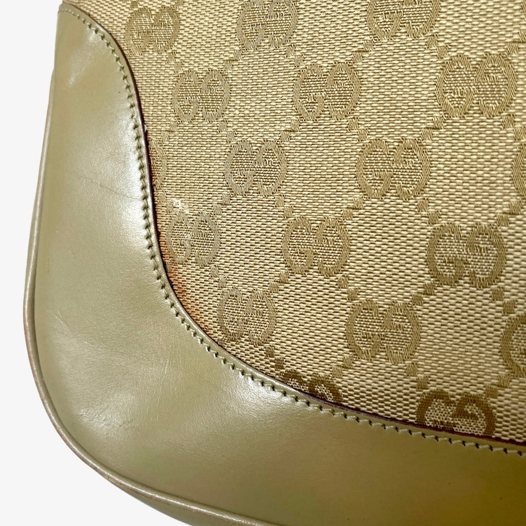 Vintage Gucci monogram Jackie in Olive and Biege