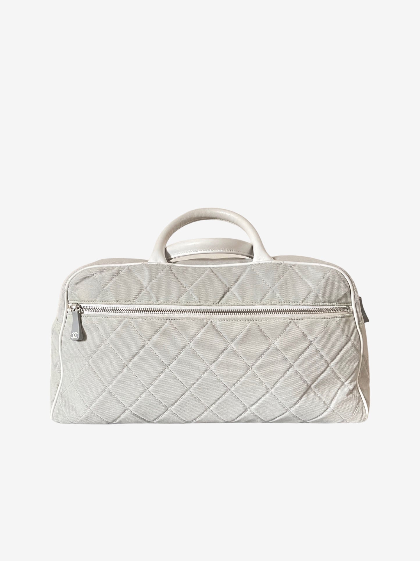 Chanel Sports line grey quilted duffle bowling bag