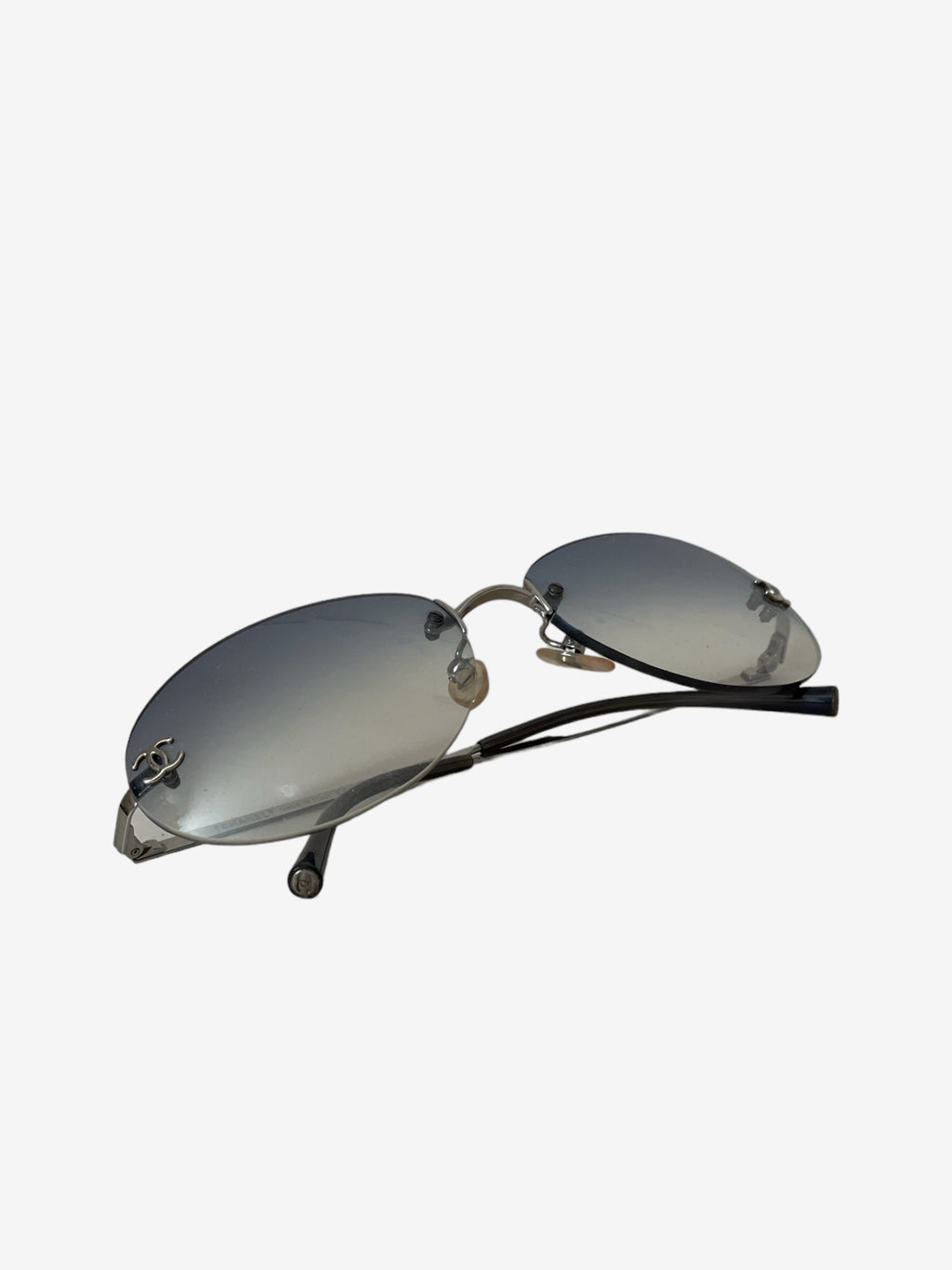 Vintage Chanel oval ombre rimless sunglasses