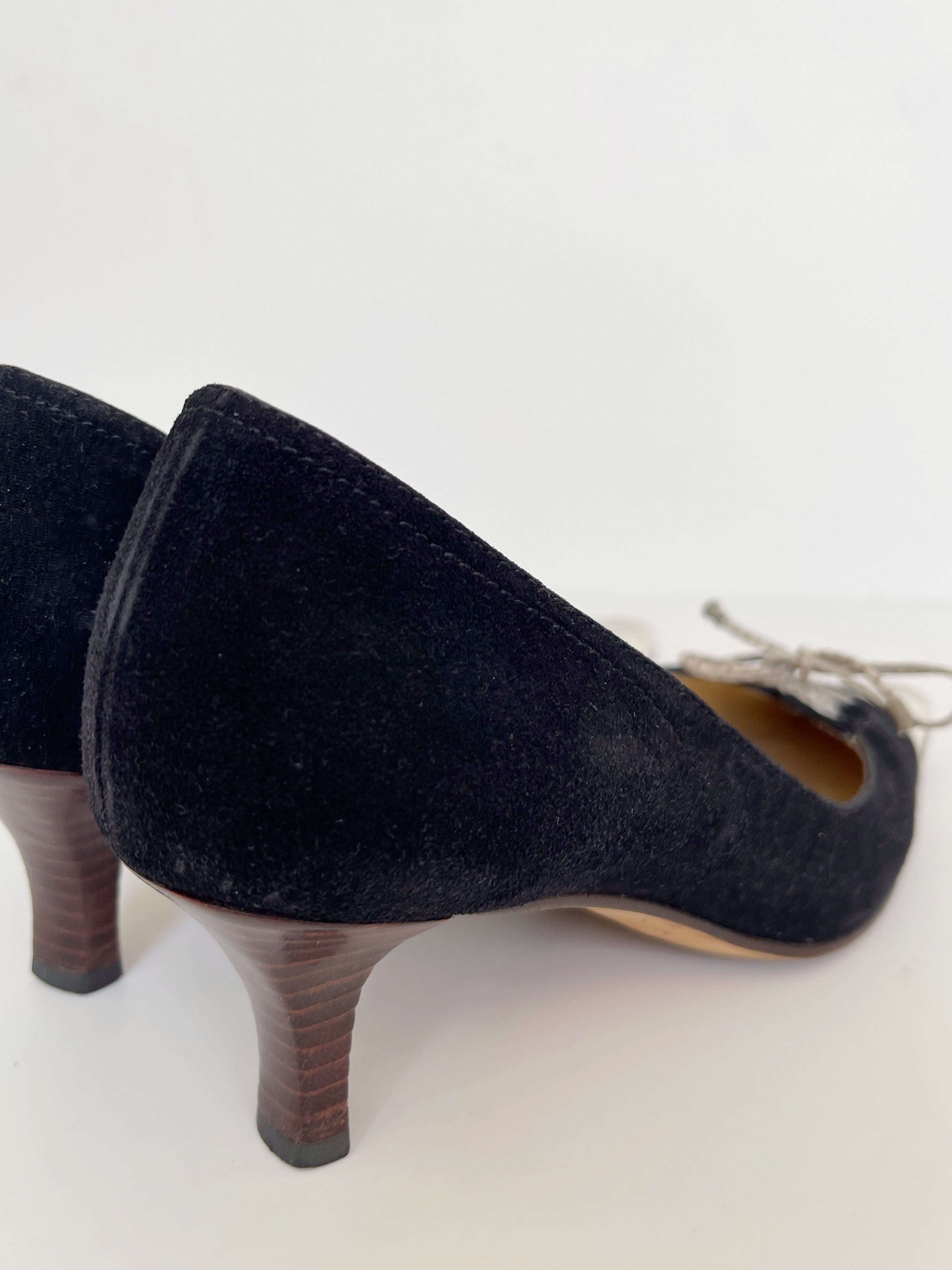 Vintage Chanel suede and snakeskin heeled pumps EU34.5