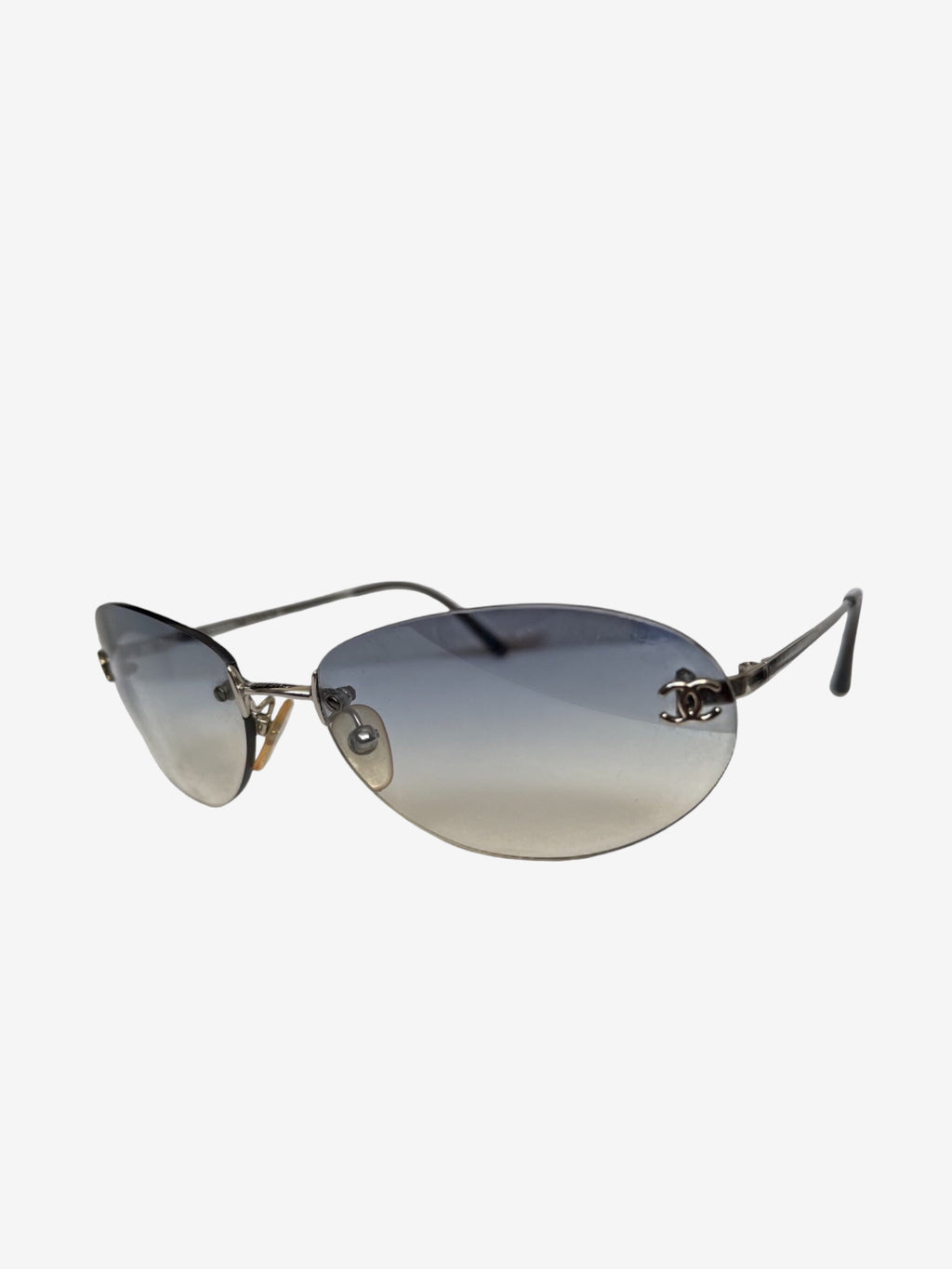 Vintage Chanel oval ombre rimless sunglasses