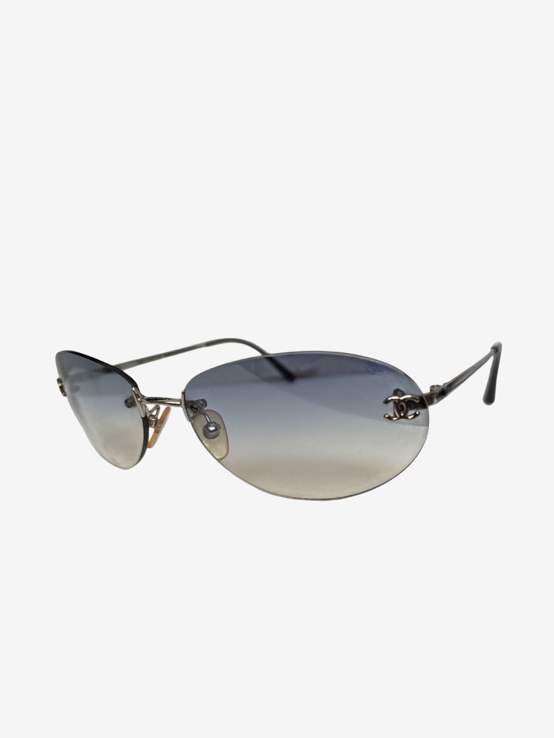 Vintage Chanel oval ombre rimless sunglasses