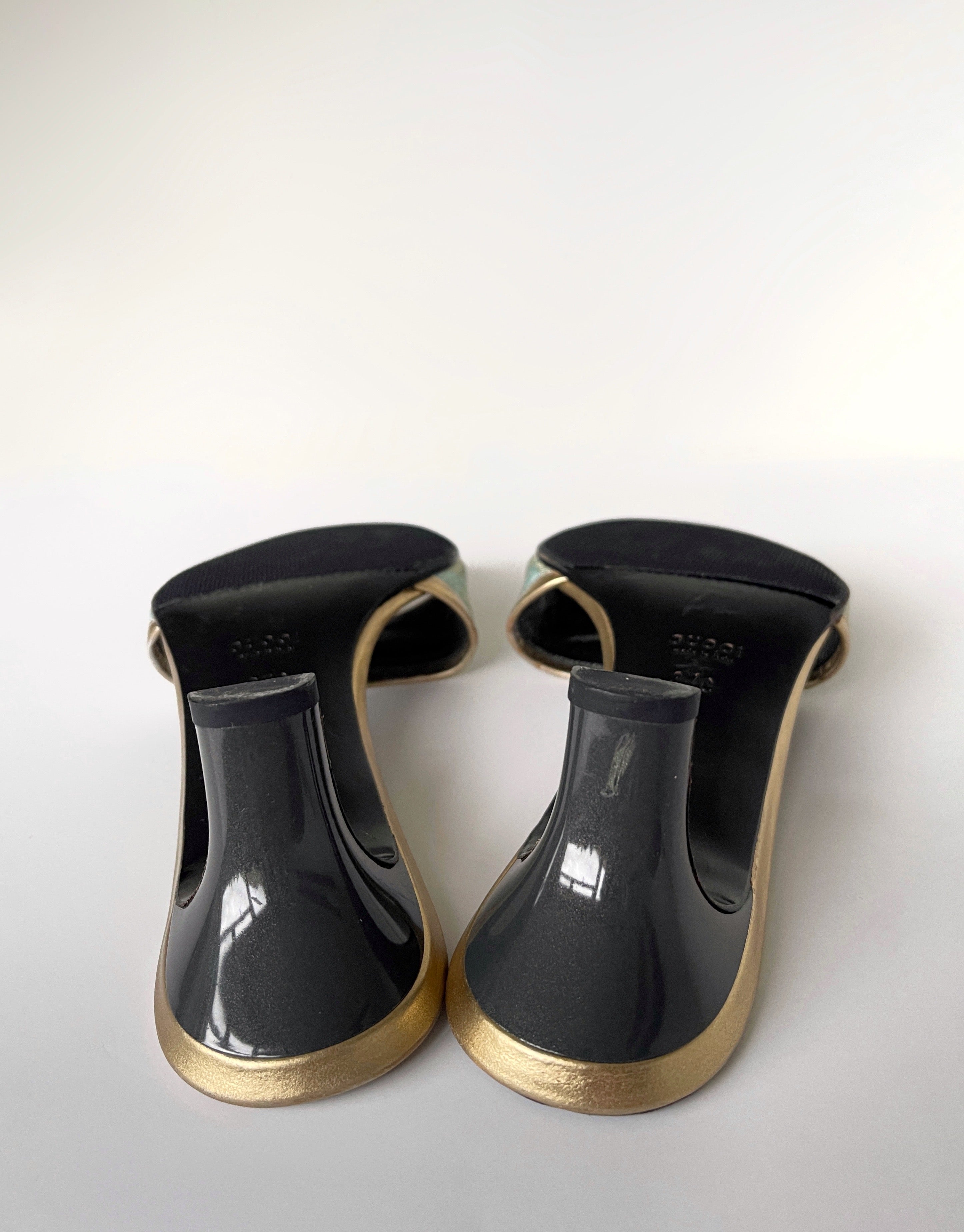 Vintage Gucci by Tom Ford monogram heeled mules sandals