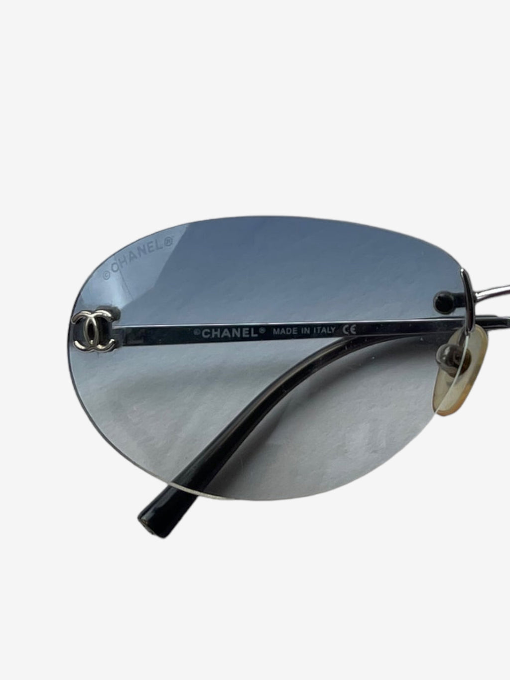 Vintage Chanel oval ombre rimless sunglasses