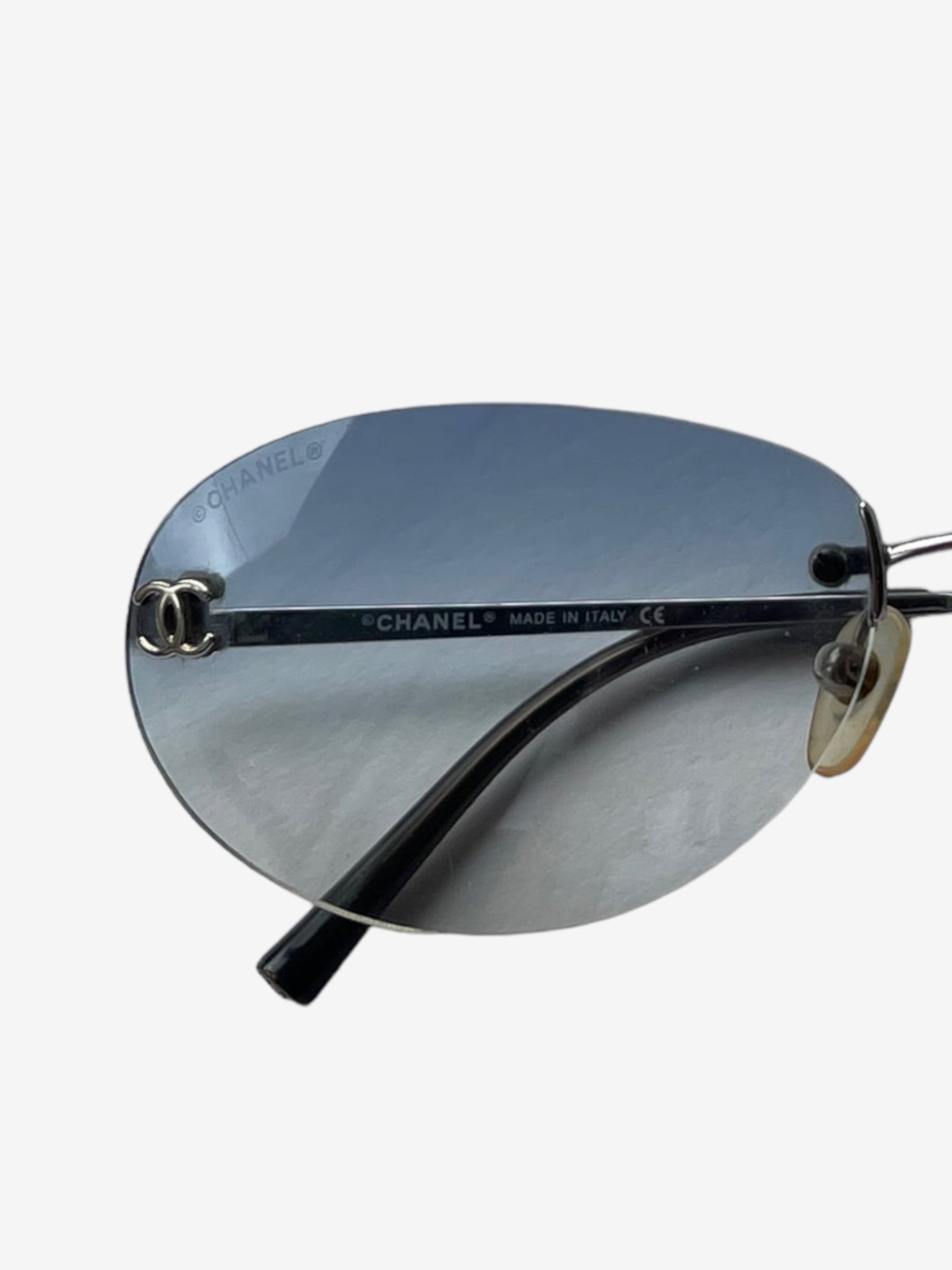 Vintage Chanel oval ombre rimless sunglasses