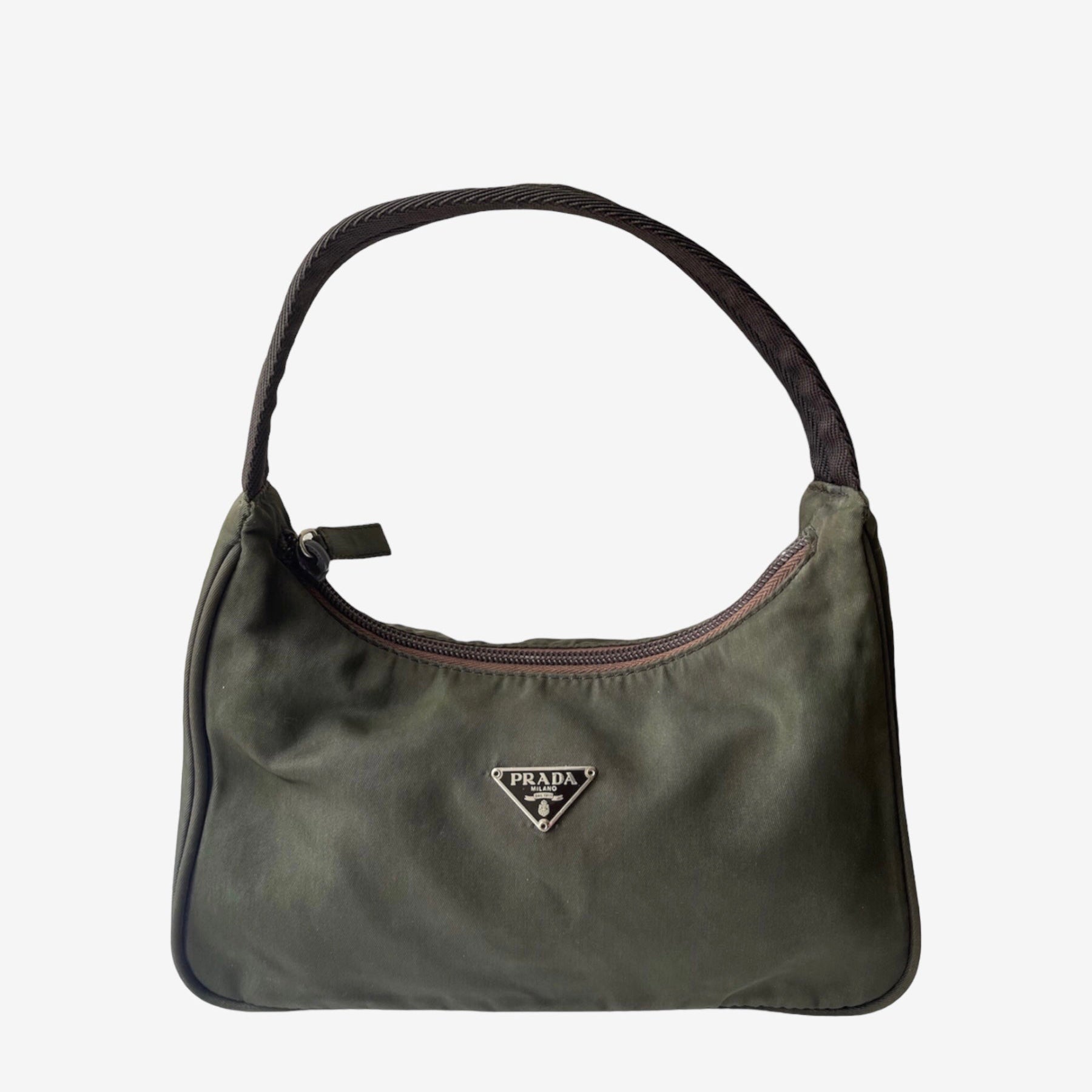 Vintage Prada nylon hobo in khaki green