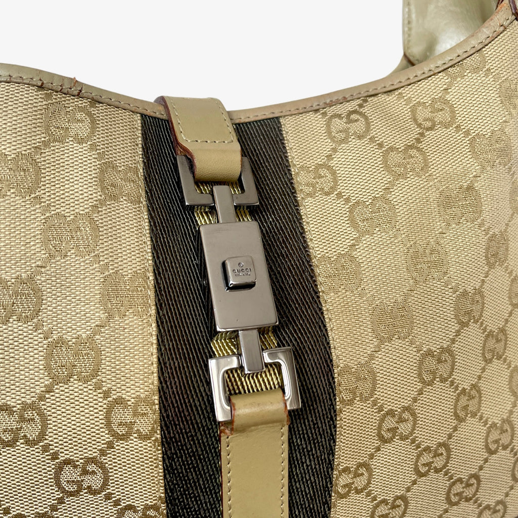 Vintage Gucci monogram Jackie in Olive and Biege