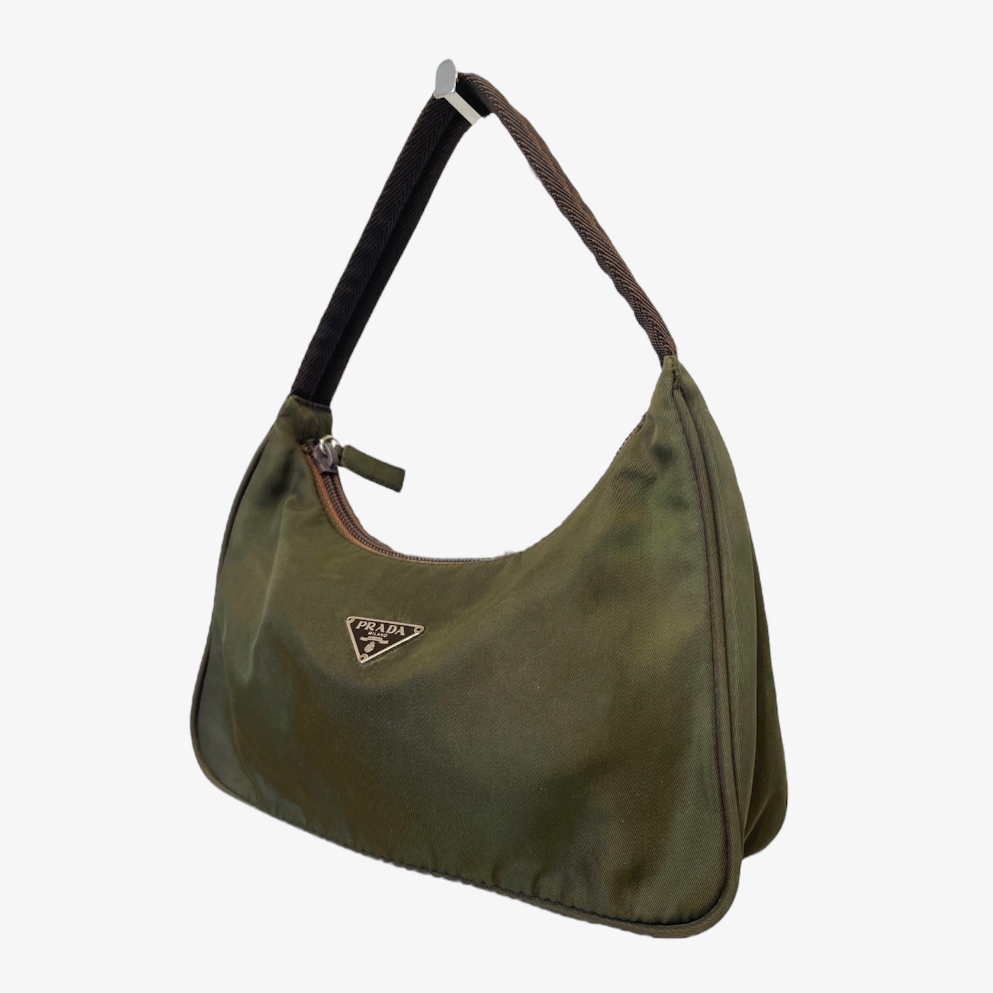 Vintage Prada nylon hobo in khaki green