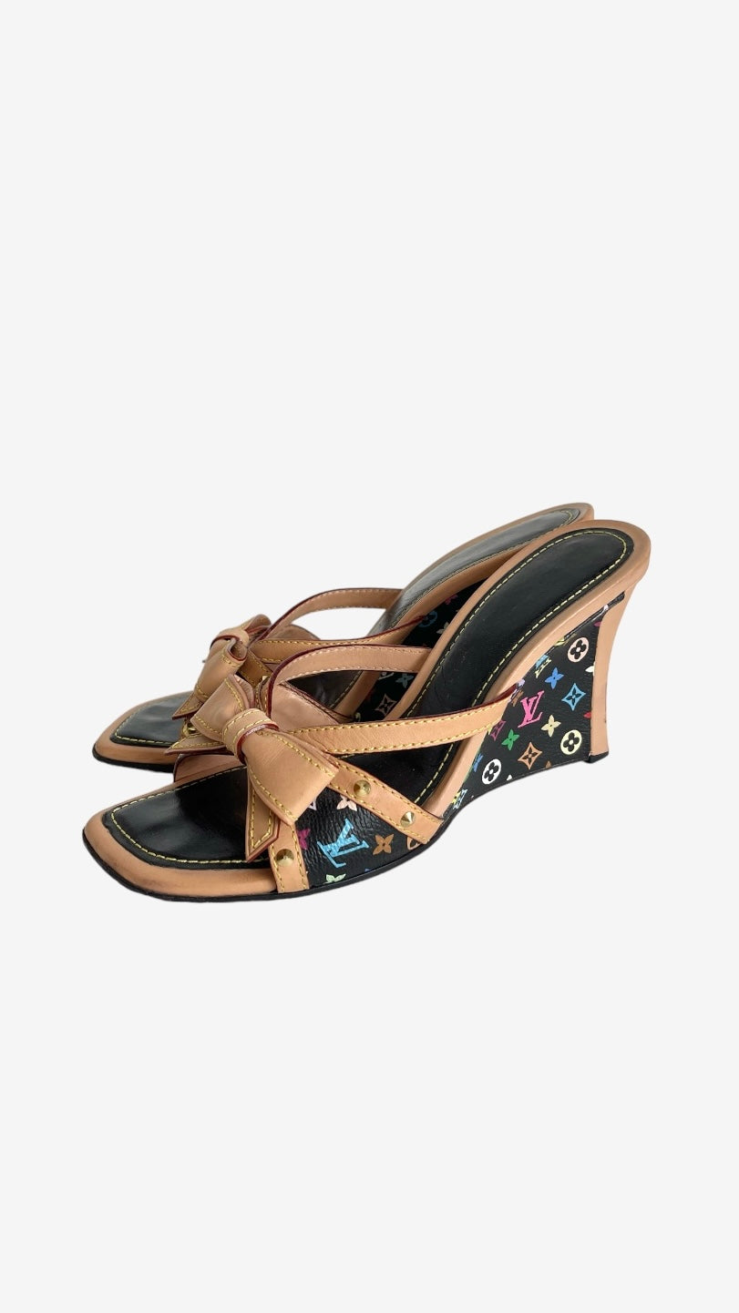 Louis Vuitton 2000s multicolor monogram wedges - Takashi Murakami