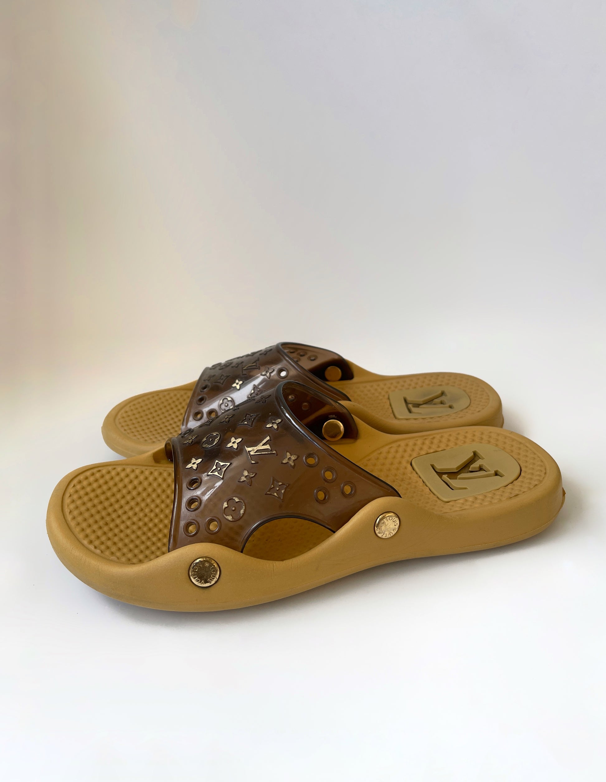 Comfort Sandal Lv Brown Slides Slides Chanclas Lv LV Sunset Flat