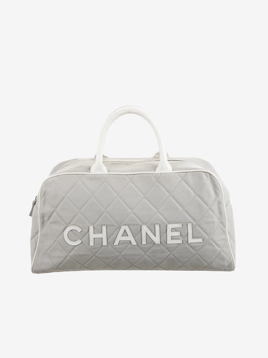 Chanel Sports line grey quilted duffle bowling bag
