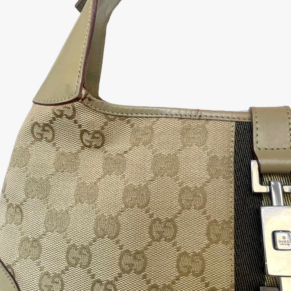 Vintage Gucci monogram Jackie in Olive and Biege
