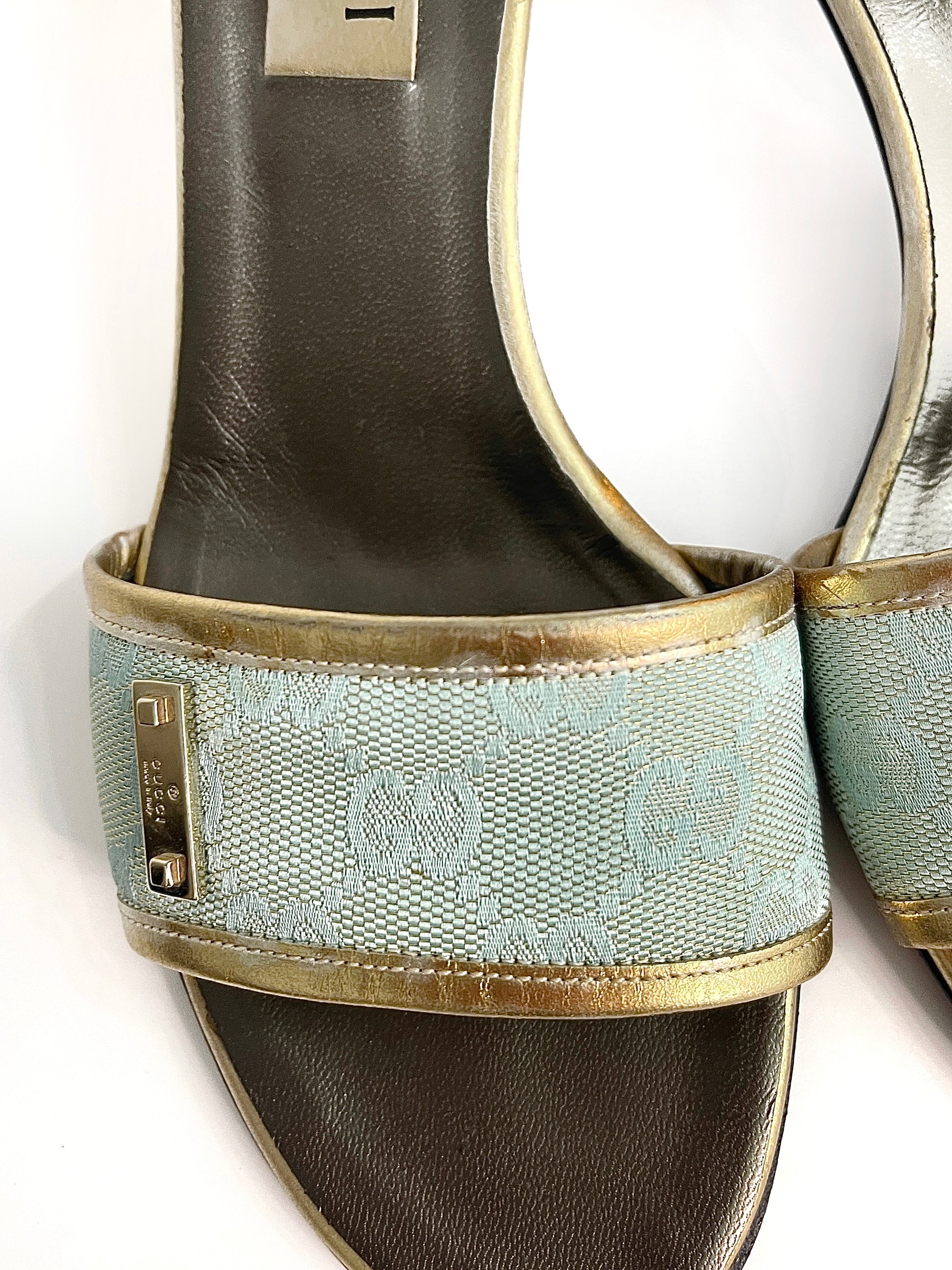 Vintage Gucci by Tom Ford monogram heeled mules sandals