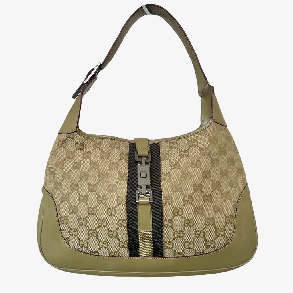 Vintage Gucci monogram Jackie in Olive and Biege