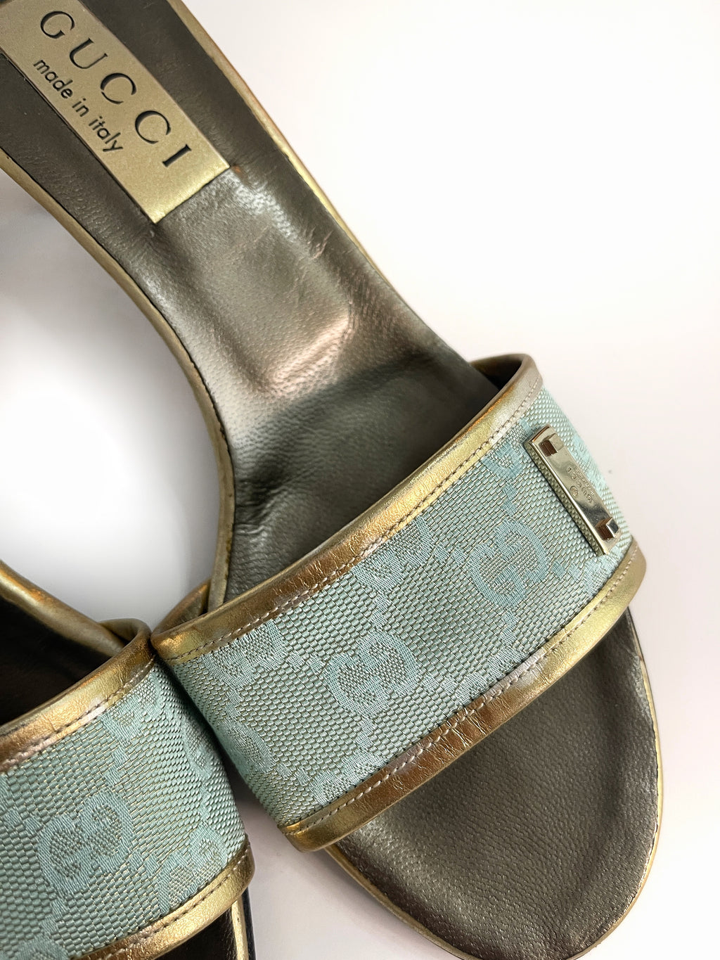 Vintage Gucci by Tom Ford monogram heeled mules sandals