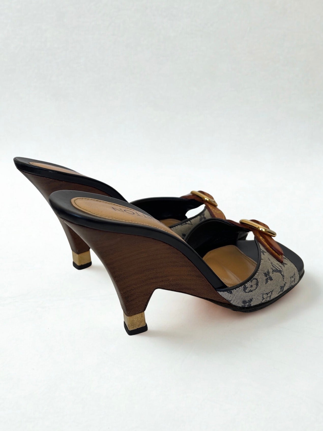 Louis Vuitton monogram canvas mule wedges