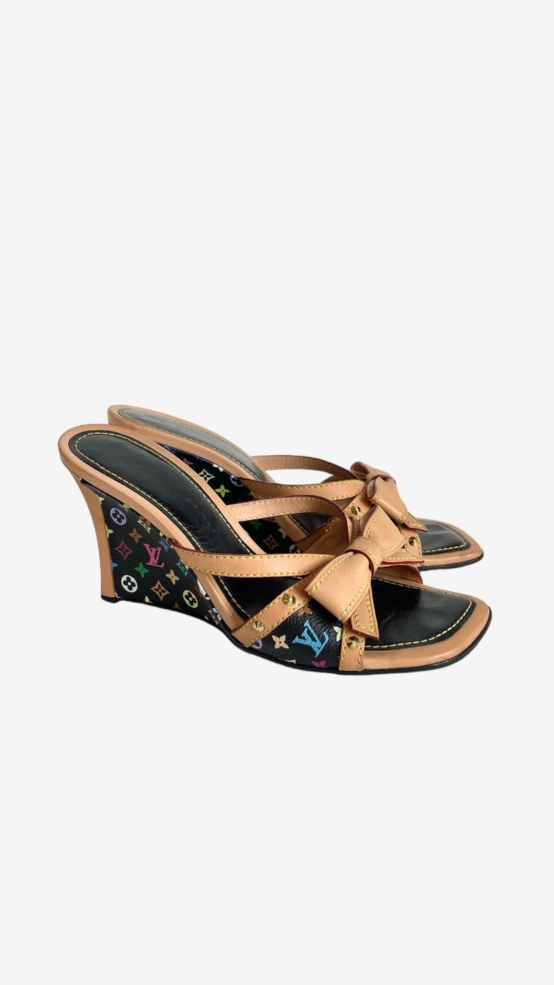 Louis Vuitton 2000s multicolor monogram wedges - Takashi Murakami