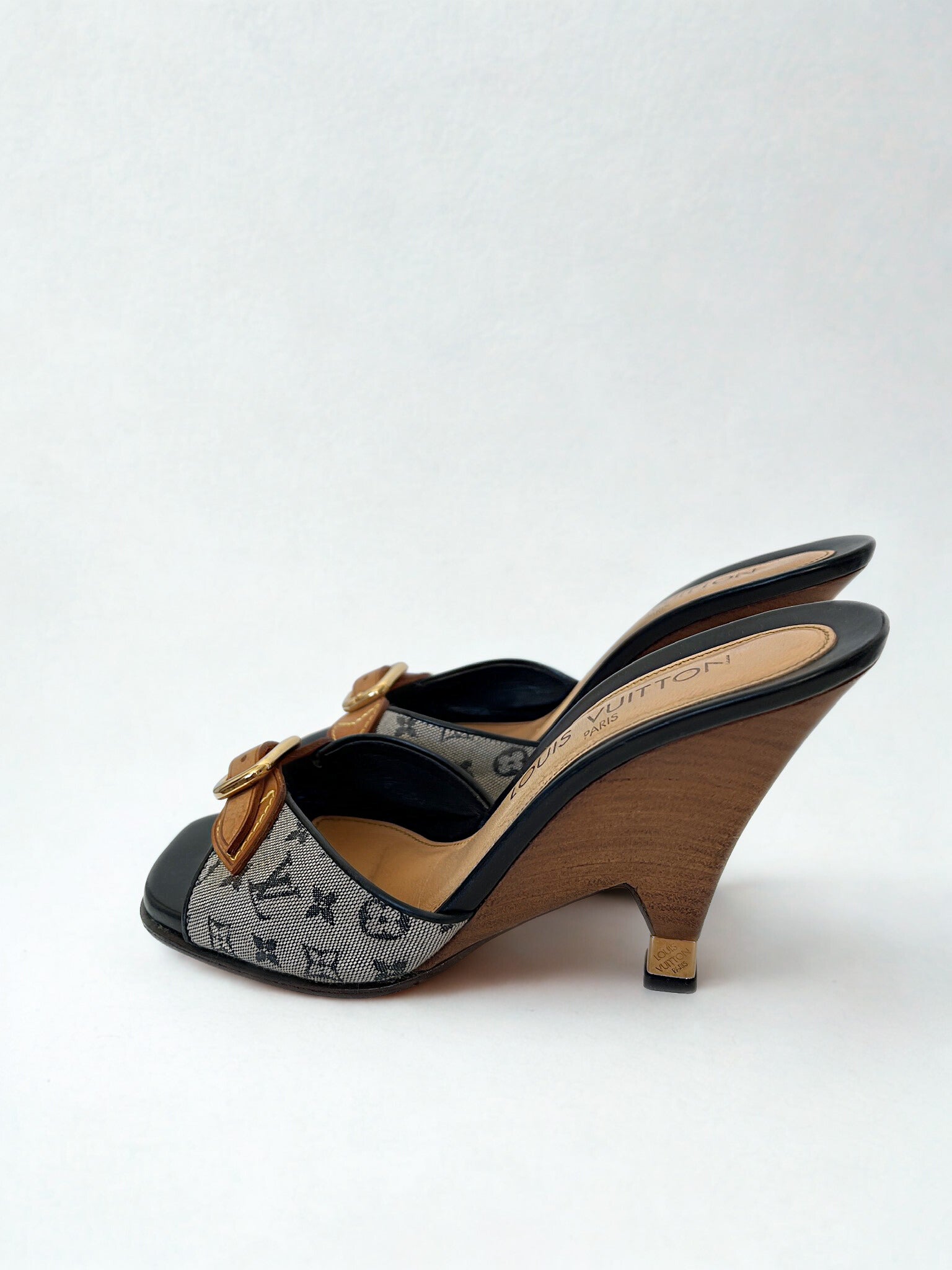 Louis Vuitton monogram canvas mule wedges