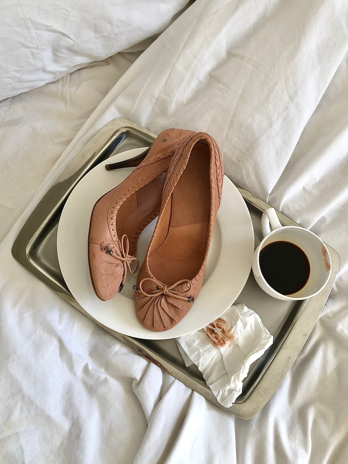 Vintage Dior by John Galliano Beige Leather Bow Heel Pumps