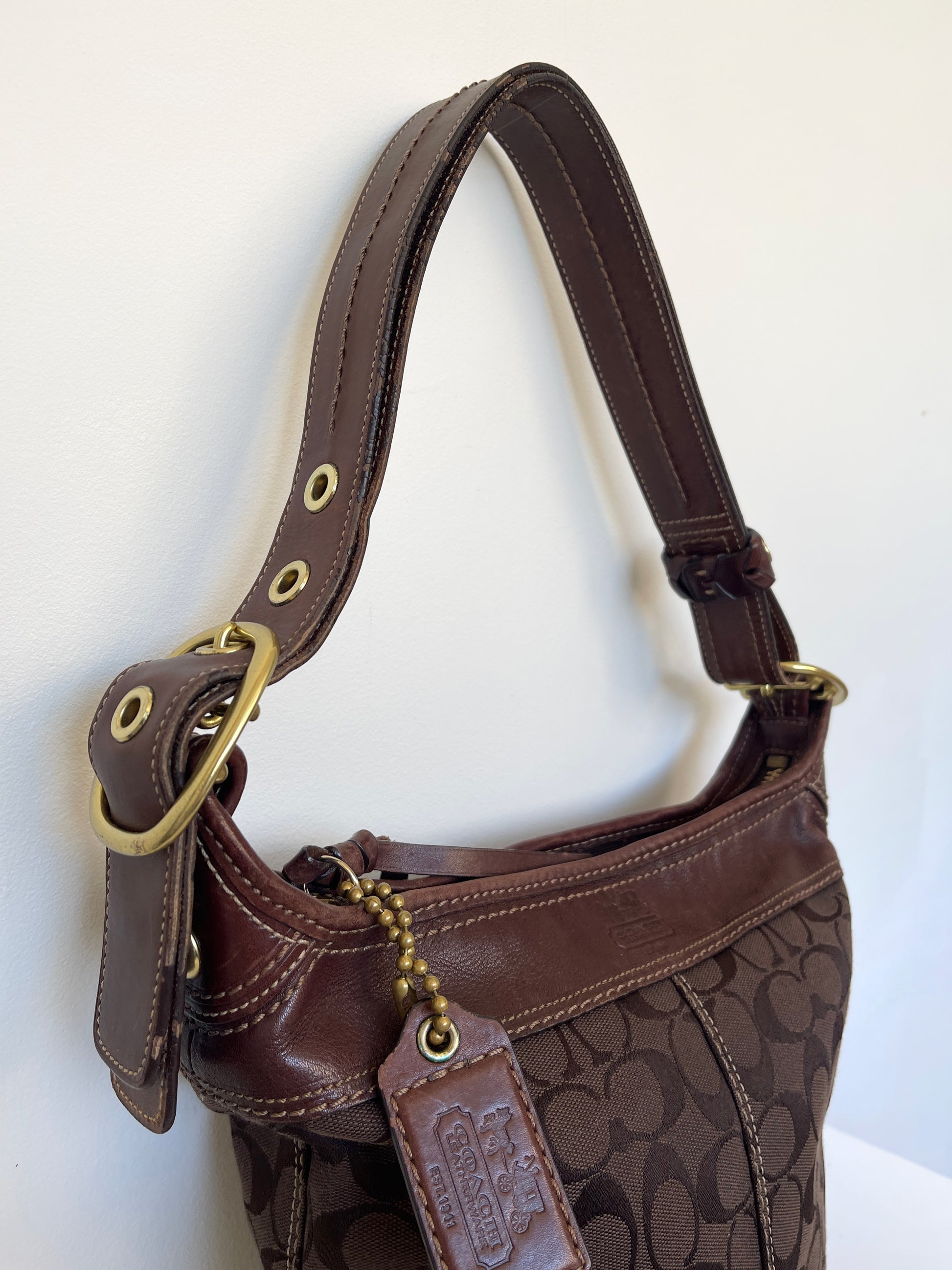 Coach signature brown hobo shoulder bag