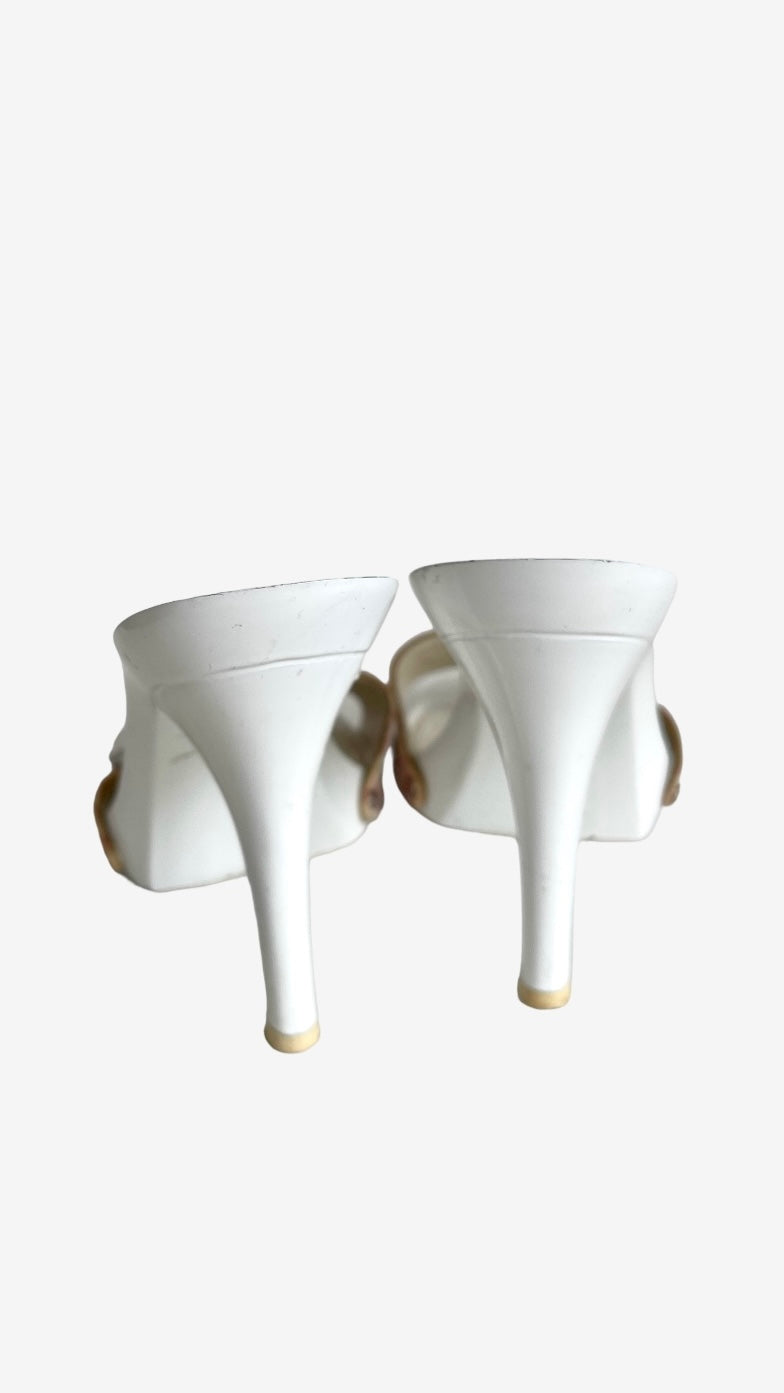 Y2K Dior monogram trotter heels in pink and white