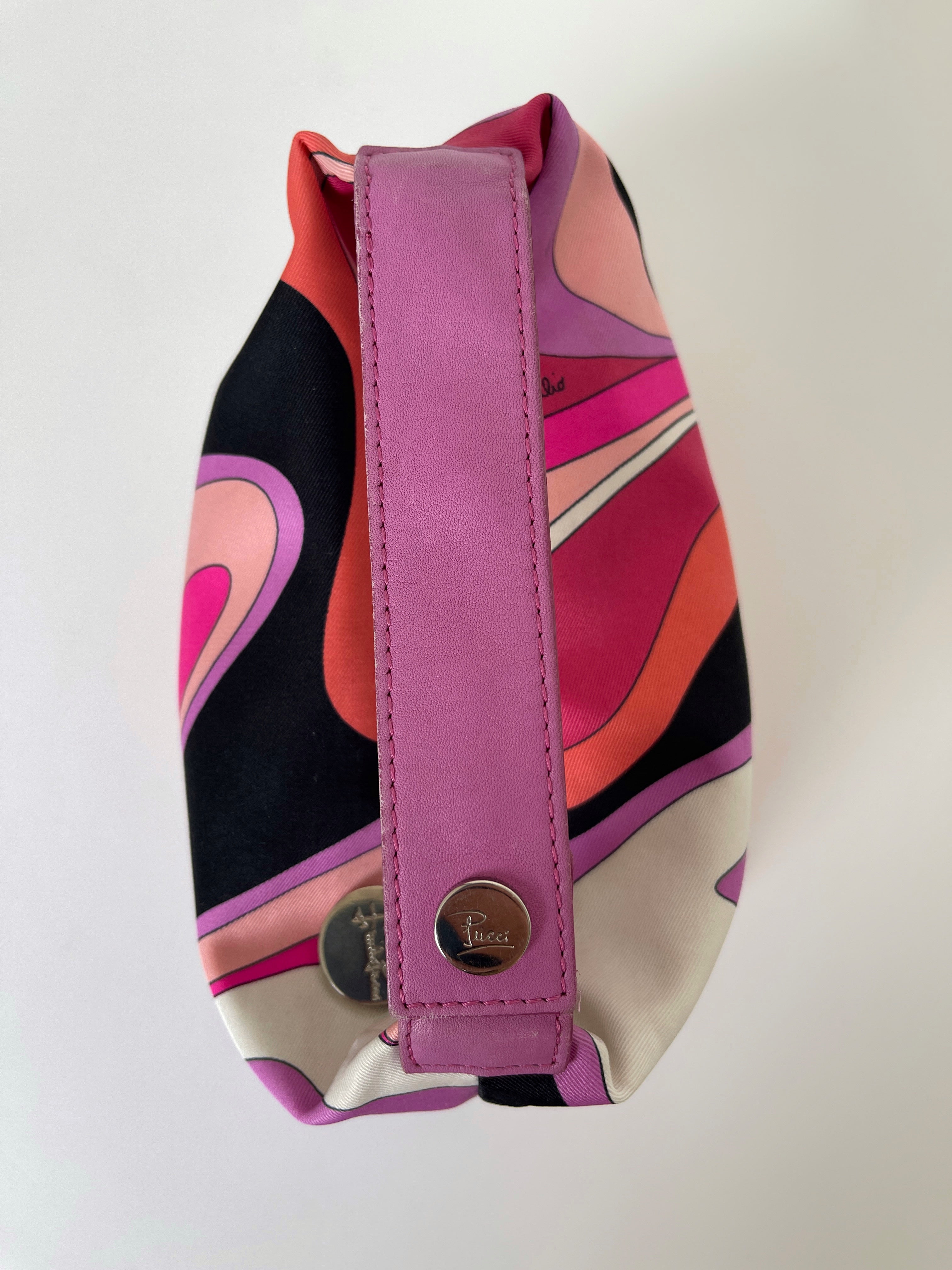 Emilio Pucci mini satin pouch with leather handle