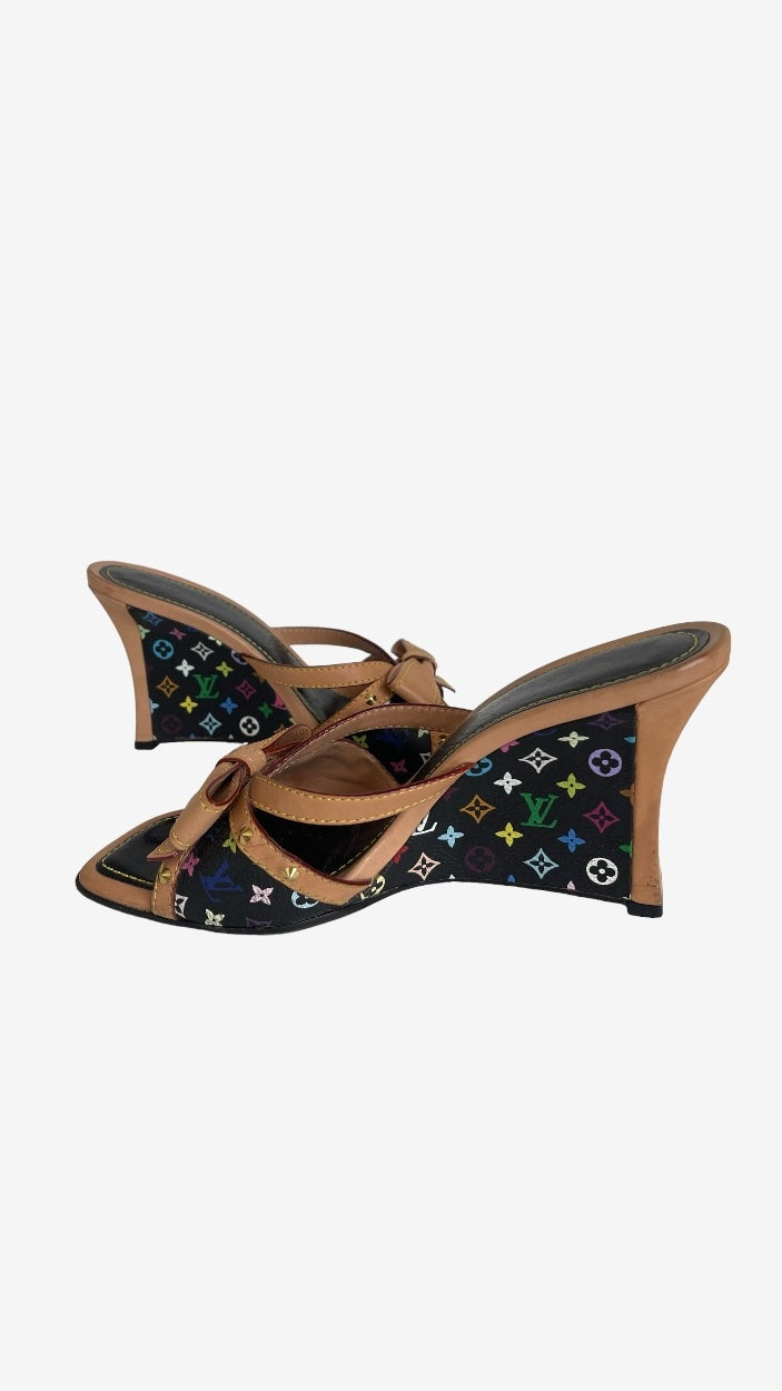 Louis Vuitton 2000s multicolor monogram wedges - Takashi Murakami