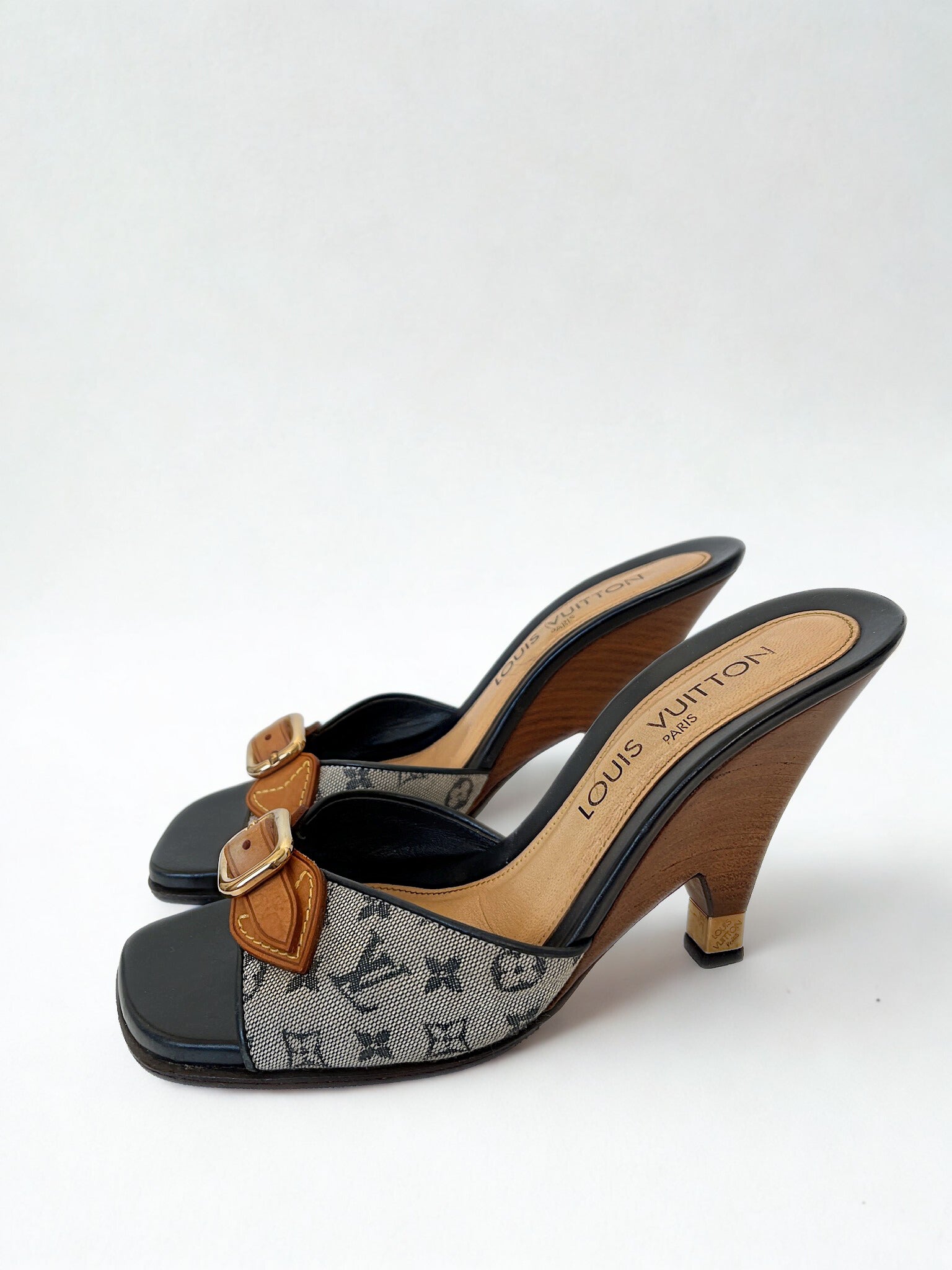 Louis Vuitton monogram canvas mule wedges