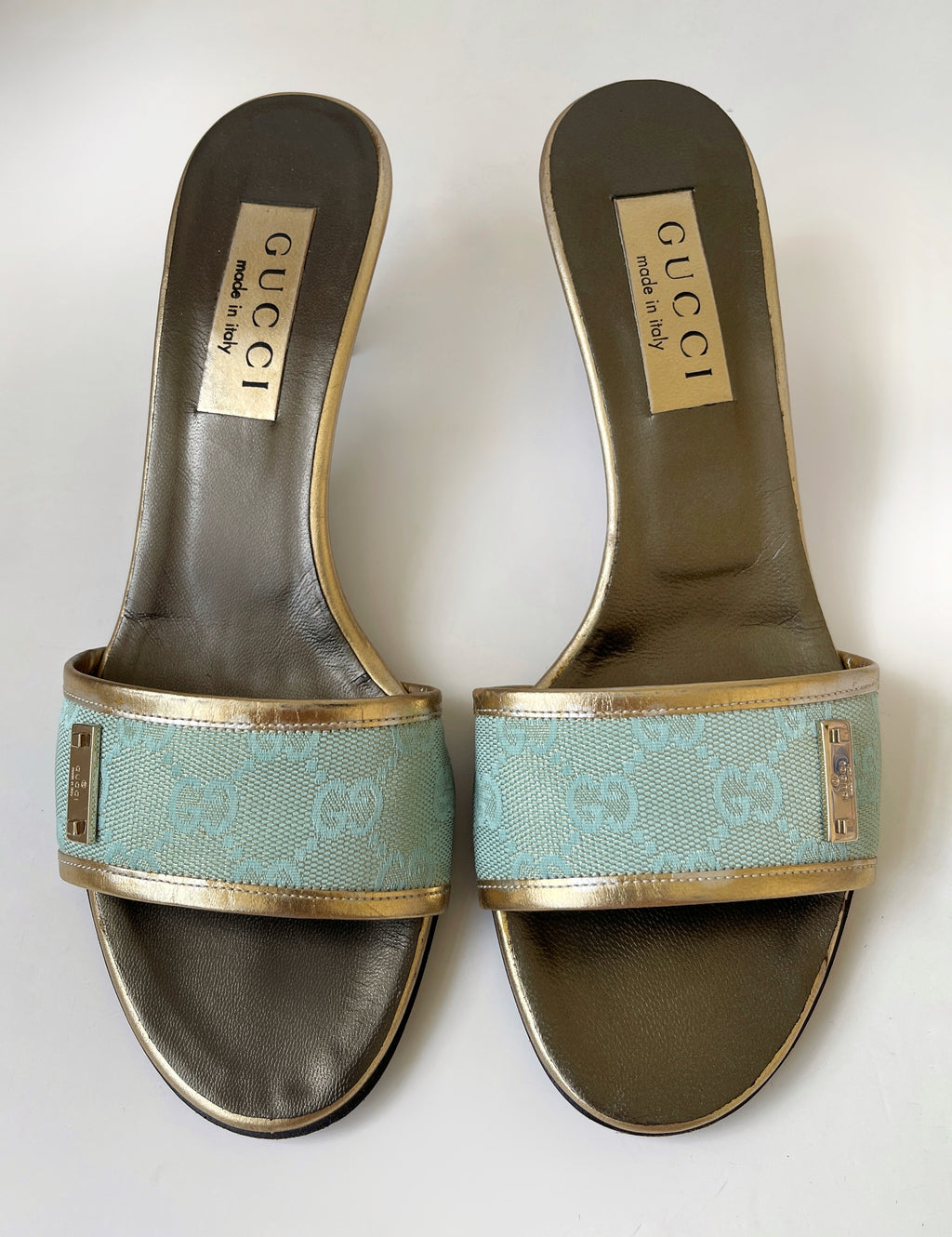 Vintage Gucci by Tom Ford monogram heeled mules sandals