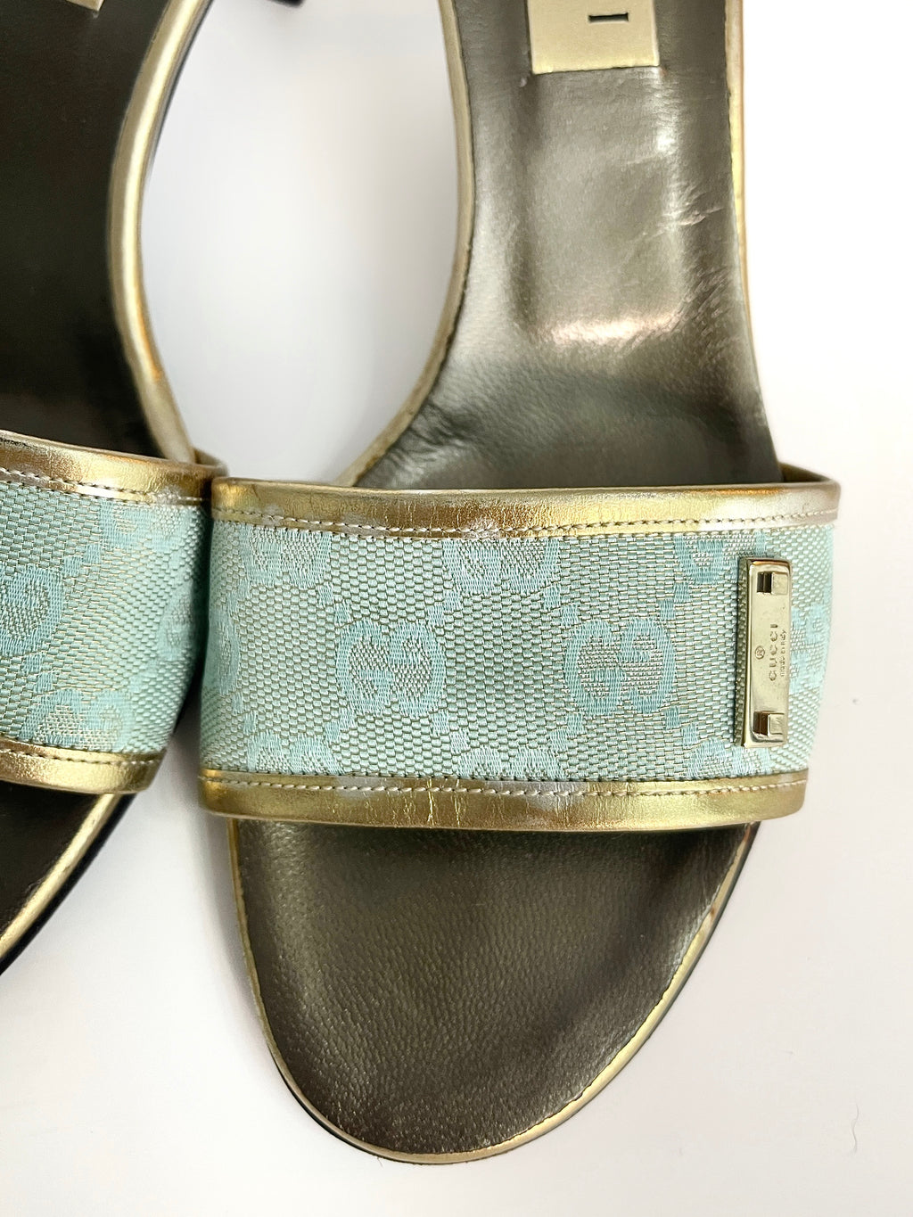 Vintage Gucci by Tom Ford monogram heeled mules sandals