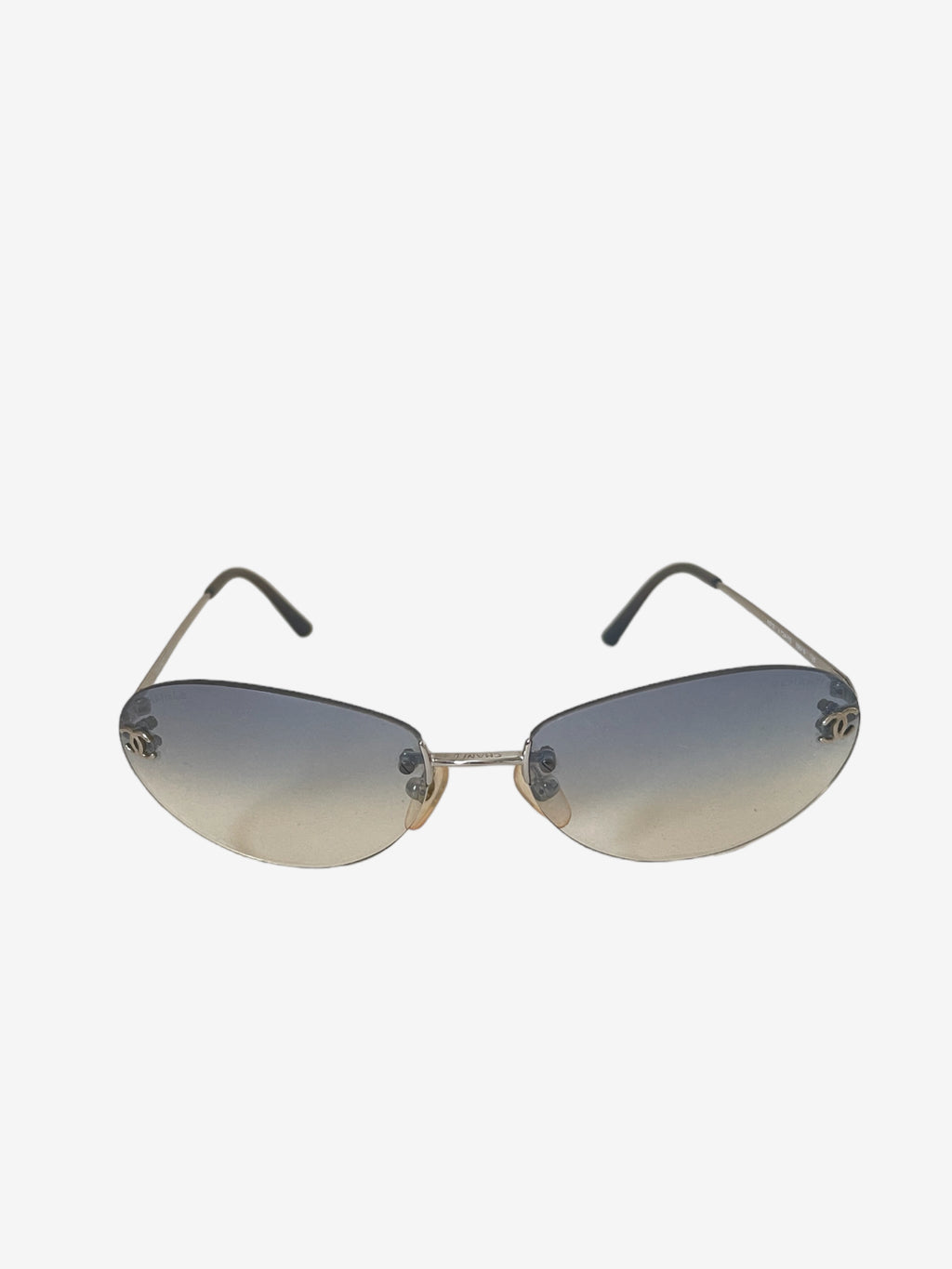 Vintage Chanel oval ombre rimless sunglasses
