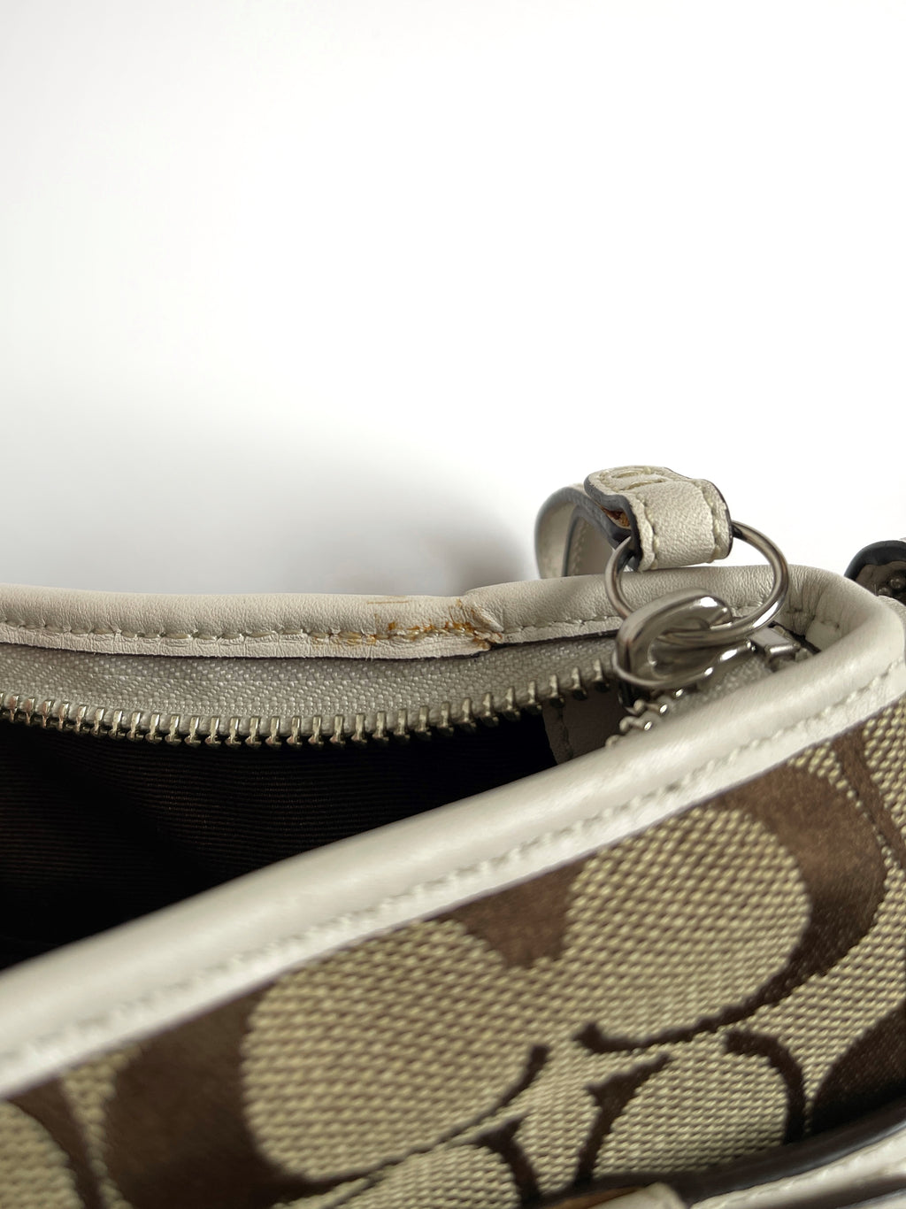 00s Coach signature monogram shoulder bag white leather